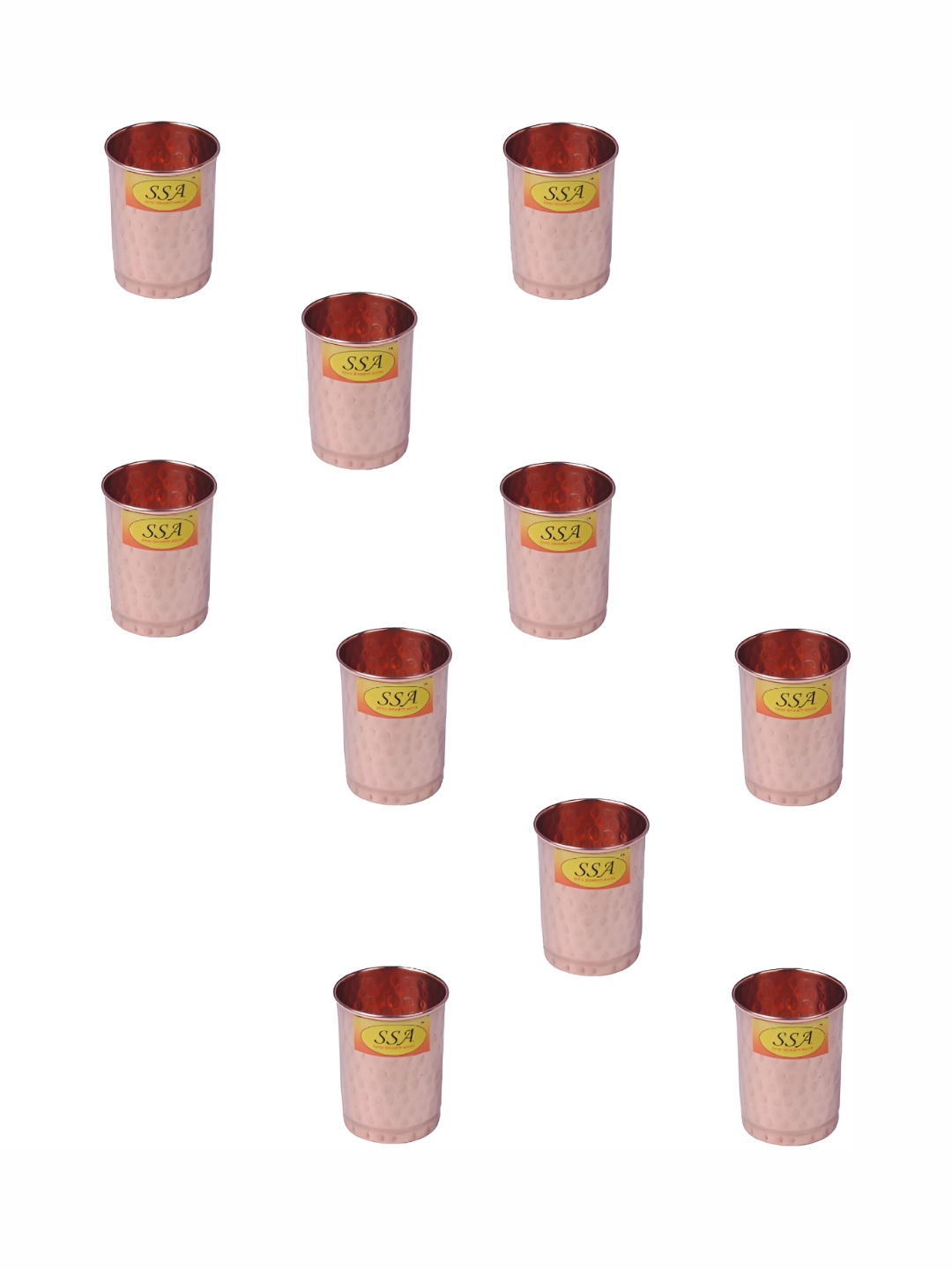 

Shivshakti Arts Brown 10 Pieces Easy to Clean Copper Water or Juice Glass 280ml
