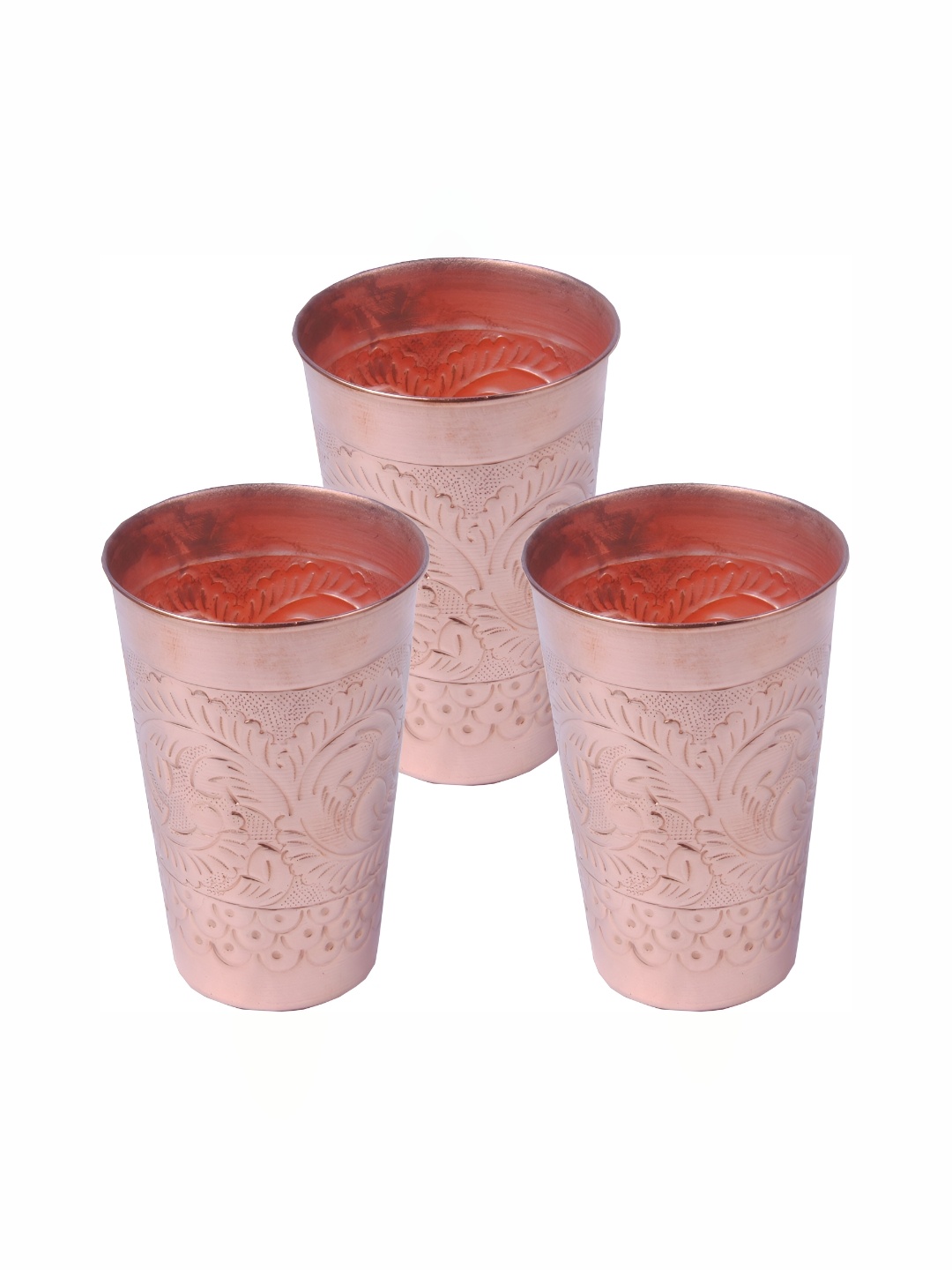 

Shivshakti Arts Brown 3 Pieces Copper Easy To Clean Water Glasses 500 ML