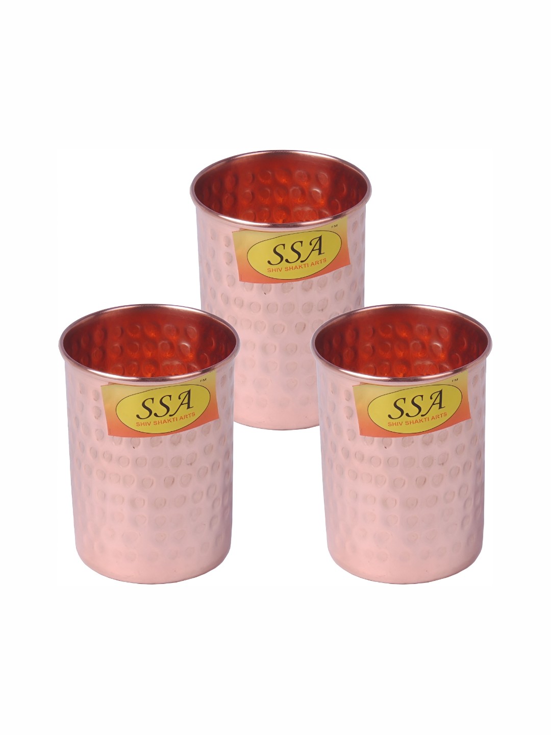 

Shivshakti Arts Brown 3 Pieces Easy to Clean Copper Water or Juice Glass 300ml