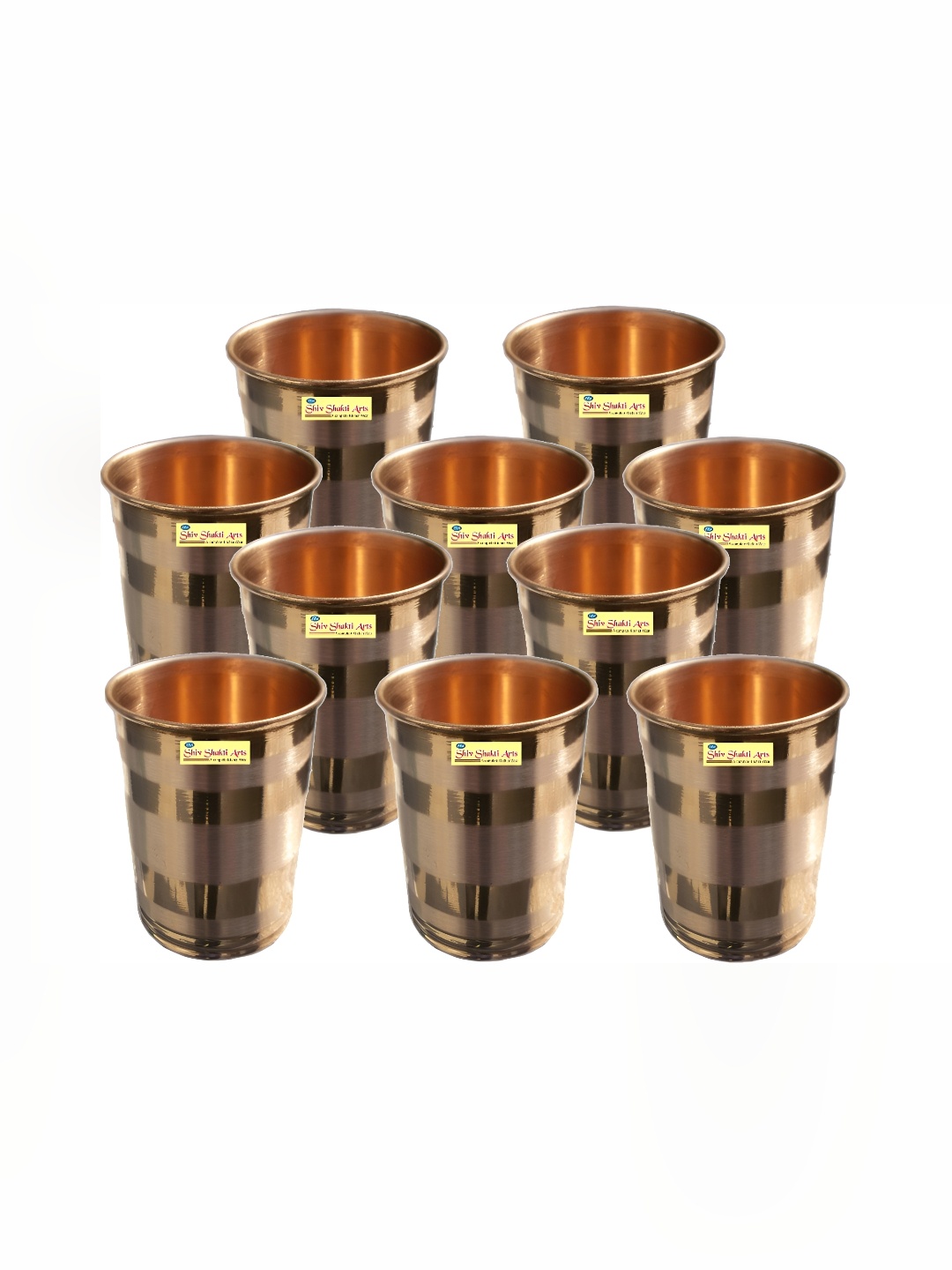 

Shivshakti Arts Brown 10 Pieces Copper Easy To Clean Water Glasses 200 ML