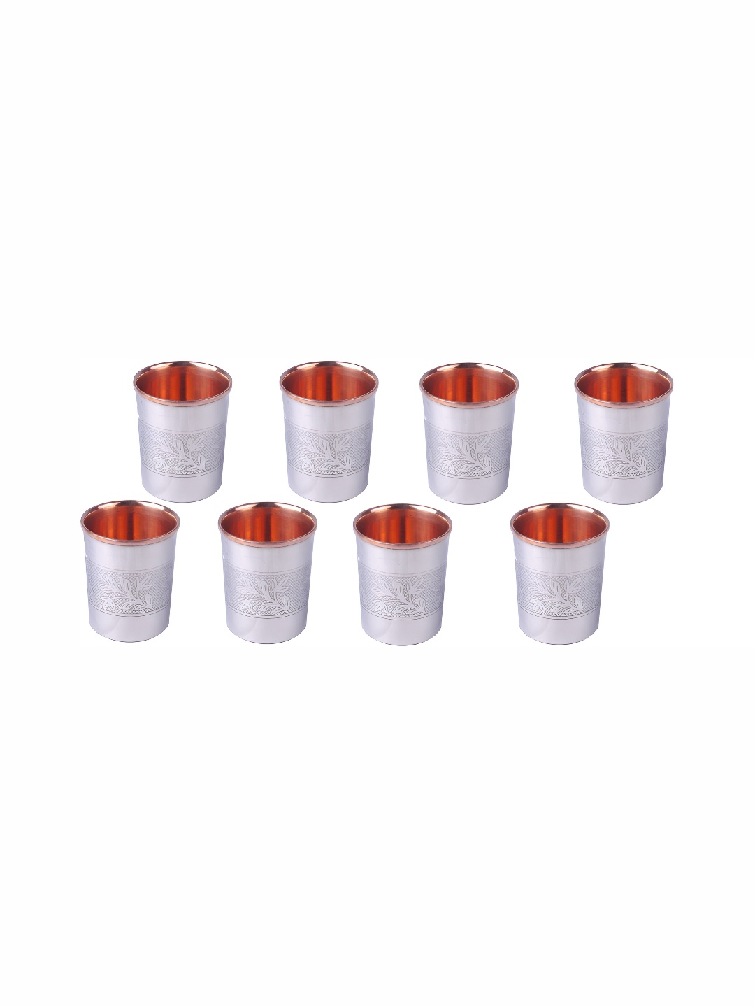 

Shivshakti Arts Silver toned 8 Pieces Easy to Clean Copper Water or Juice Glass 250ML