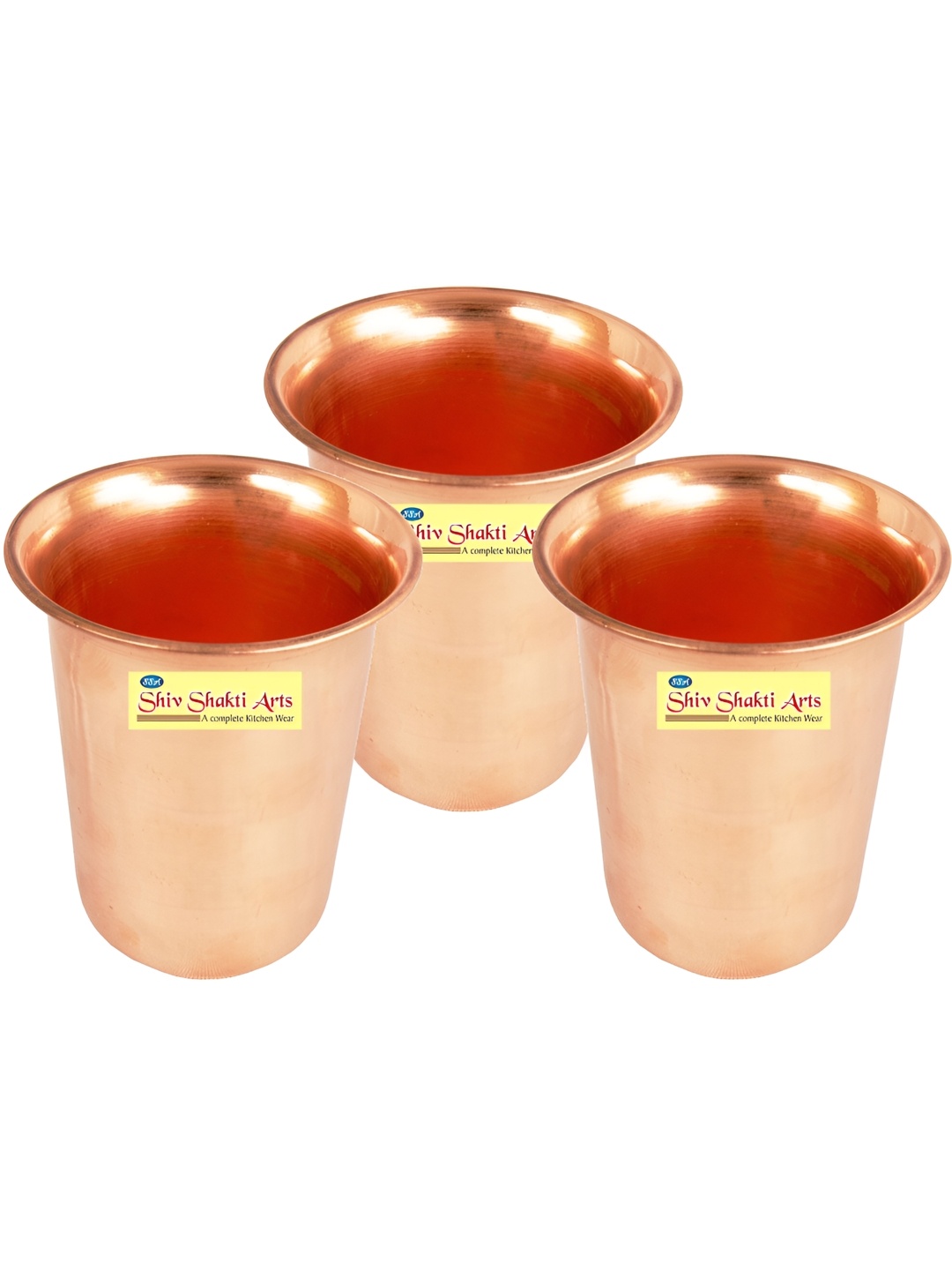 

Shivshakti Arts Brown 3 Pieces Easy to Clean Copper Water or Juice Glass 300ml