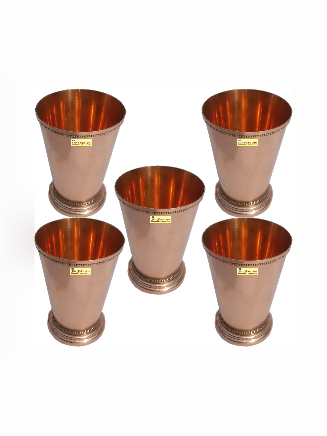 

Shivshakti Arts Brown 5 Pieces Easy to Clean Copper Water or Juice Glass 300ml