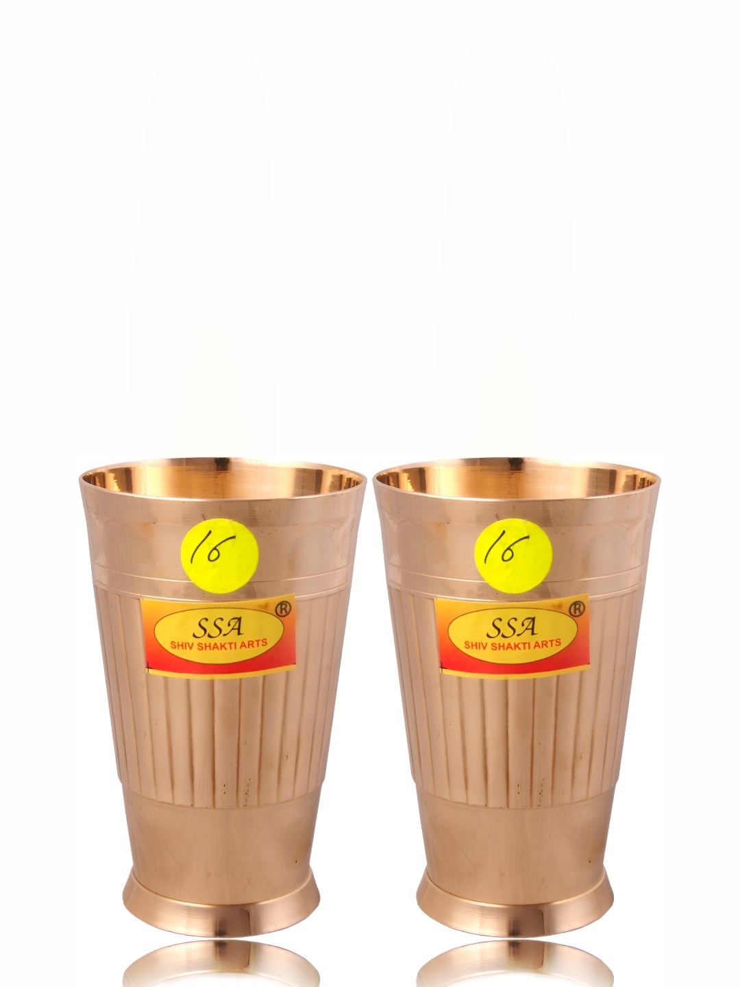 

Shivshakti Arts Yellow 2 Pieces Easy to Clean Brass Water or Juice Glass 750ml
