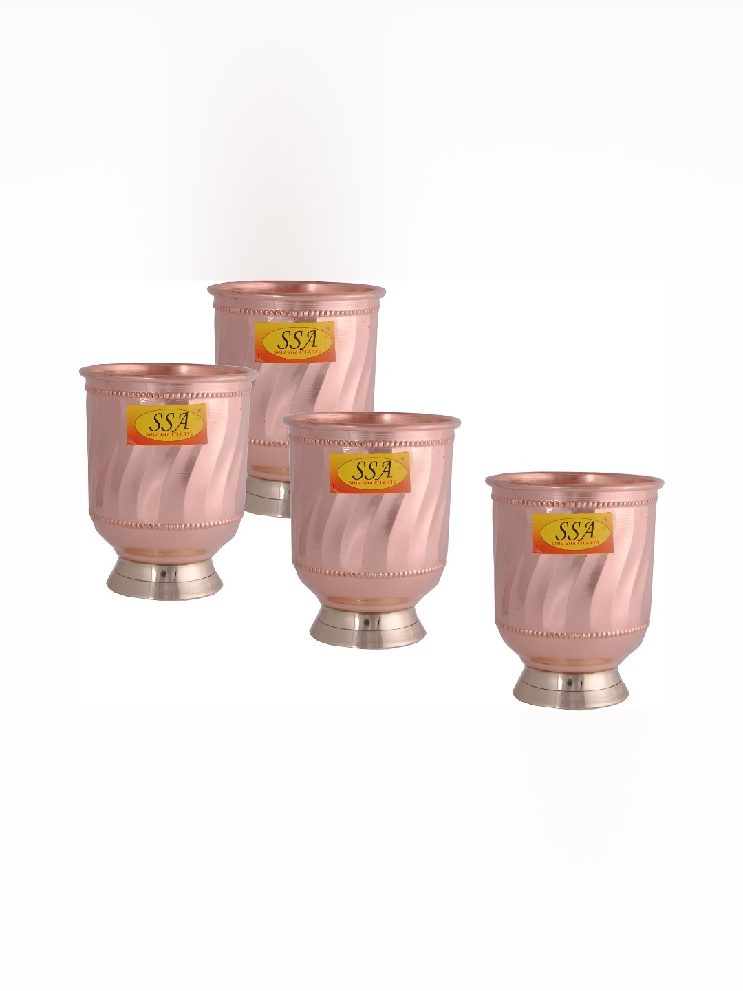 

Shivshakti Arts Brown 4 Pieces Easy to Clean Copper Water or Juice Glass