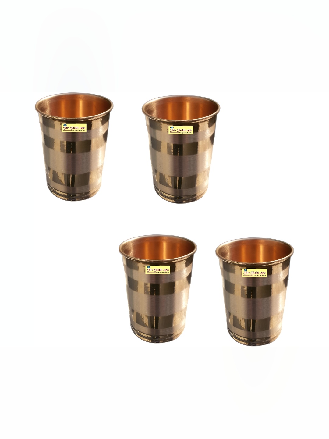

Shivshakti Arts Brown 4 Pieces Textured Easy to Clean Brass Water Glasses 200 ml