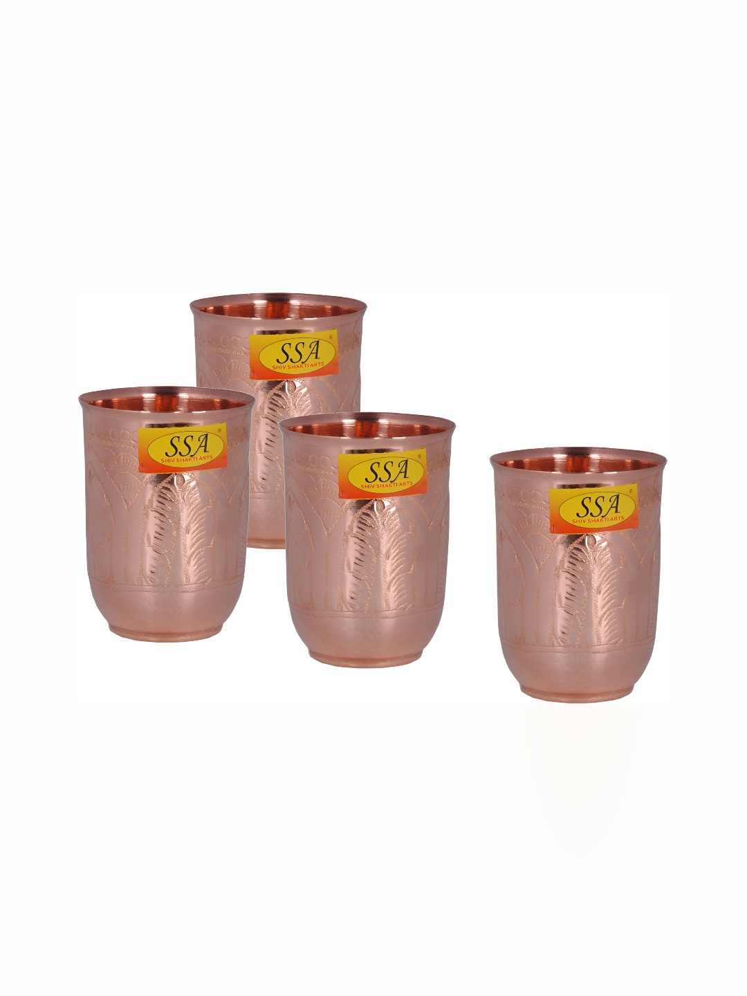 

Shivshakti Arts 4 Pieces Easy to Clean Copper Water Glass 300ml