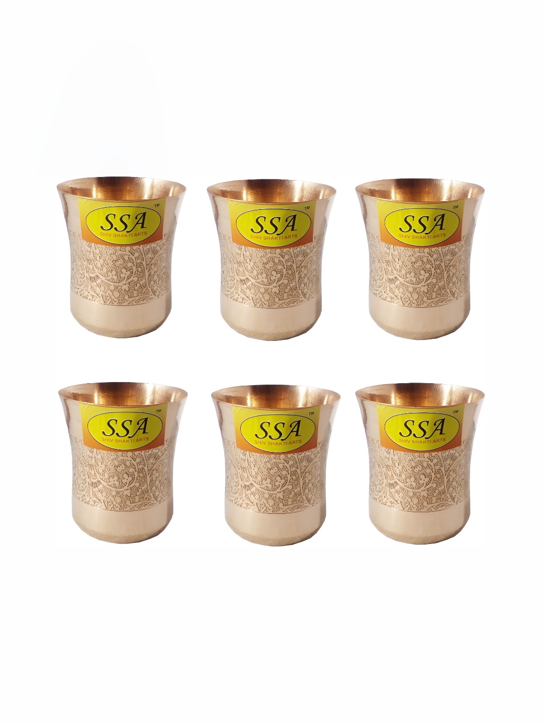 

Shivshakti Arts Gold Toned 6 Pieces Easy to Clean Brass Water or Juice Glass 300 ML