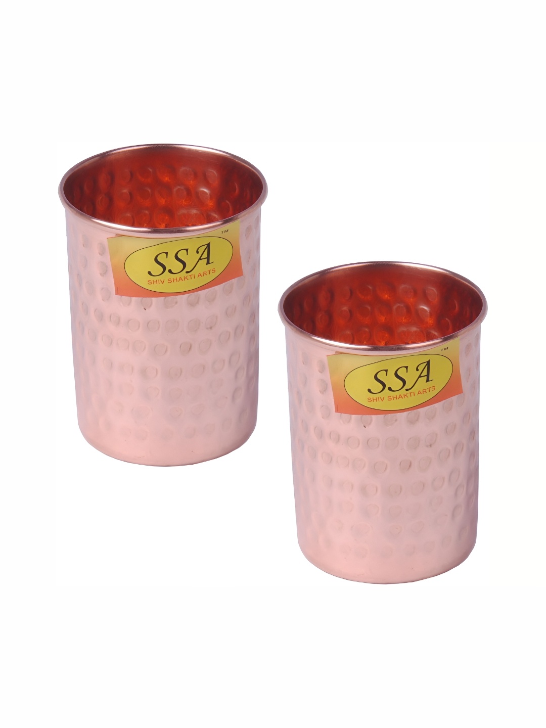 

Shivshakti Arts Brown 2 Pieces Textured Easy to Clean Copper Water Glasses 380 ml