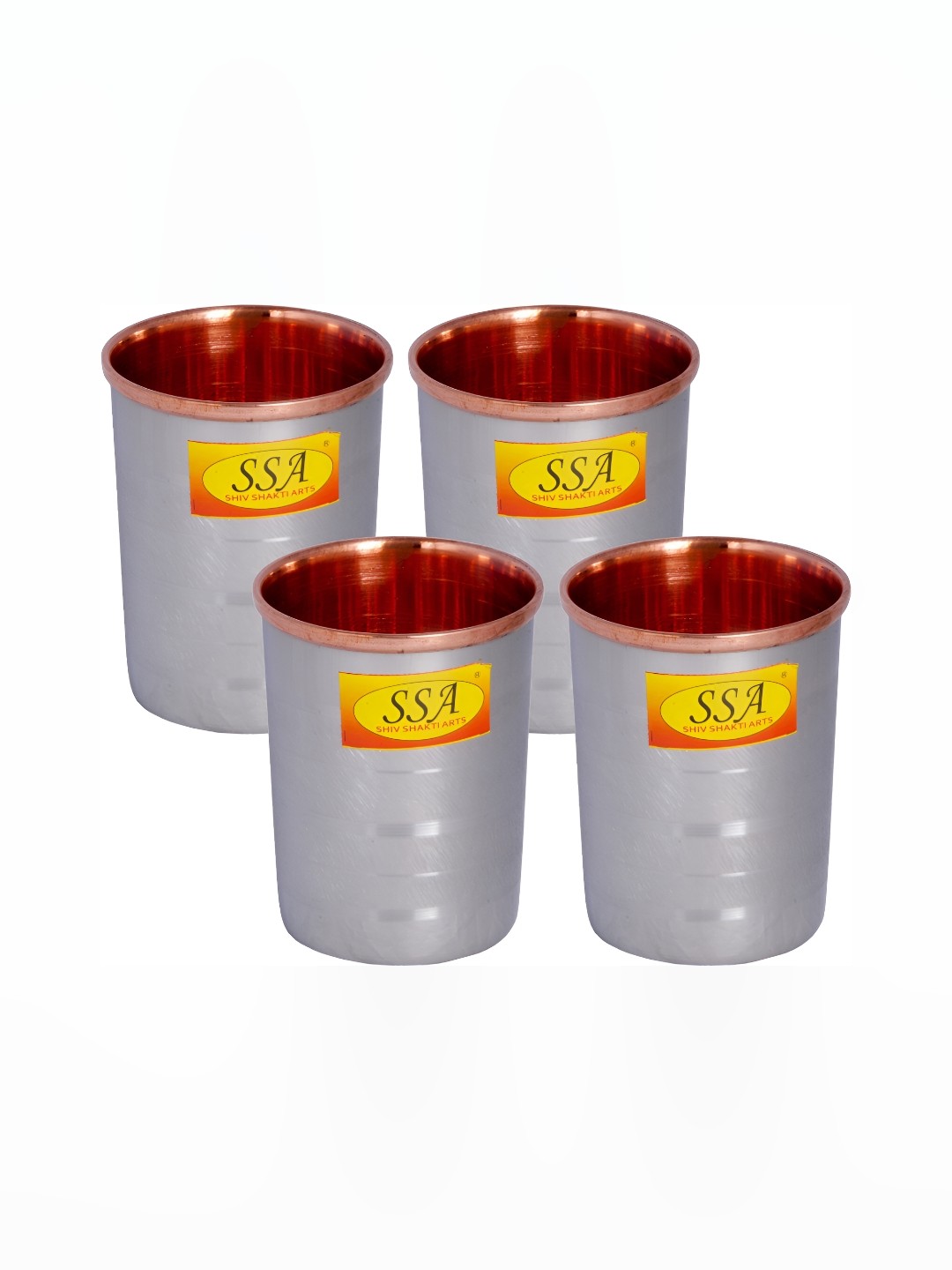 

Shivshakti Arts Silver toned 4 Pieces Easy to Clean Copper Water Glass 250ml