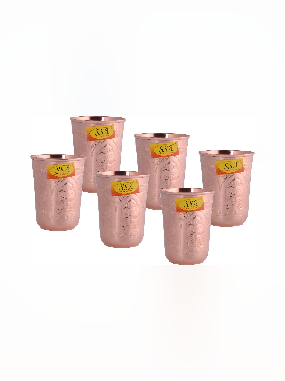 

Shivshakti Arts Brown 6 Pieces Copper Easy To Clean Water Glasses 300 ML