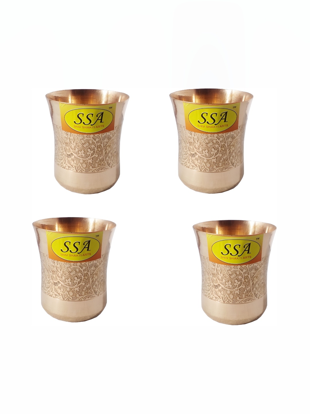 

Shivshakti Arts Brown 4 Pieces Copper Easy To Clean Water Glasses 300 ML