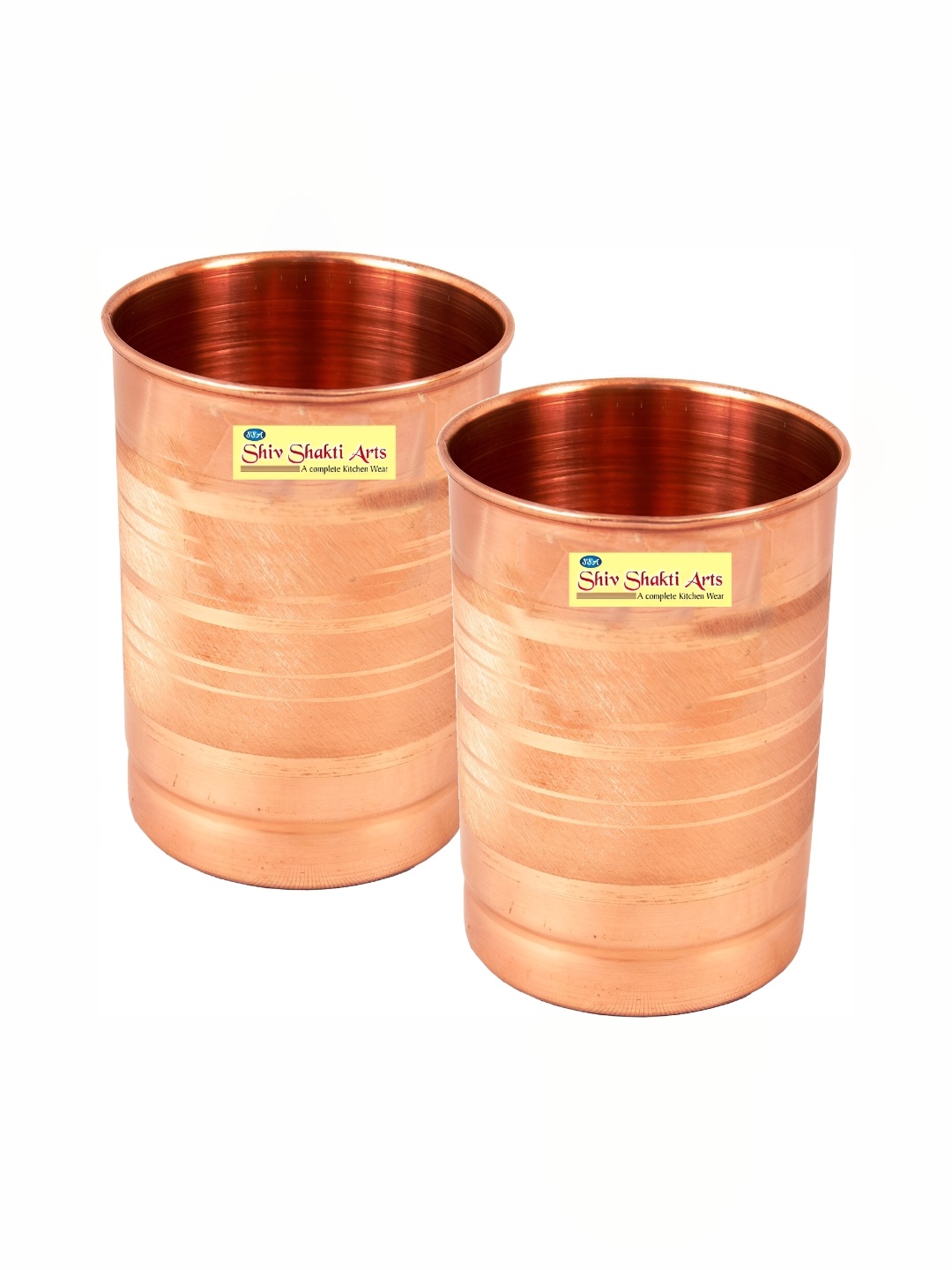

Shivshakti Arts Brown 2 Pieces Copper Easy To Clean Water Glasses 300 ML