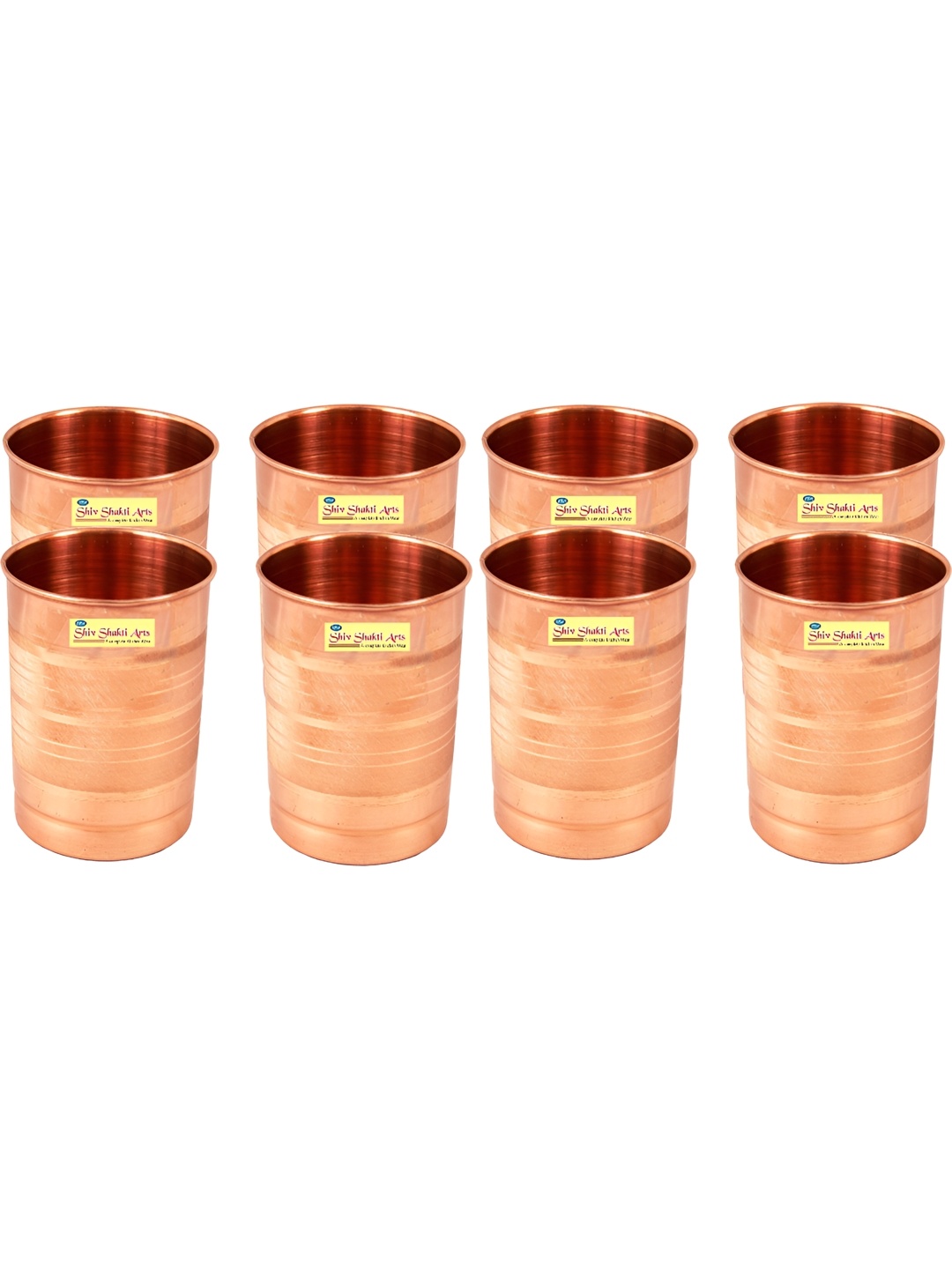 

Shivshakti Arts Brown 8 Pieces Copper Easy To Clean Water Glasses 300 ML