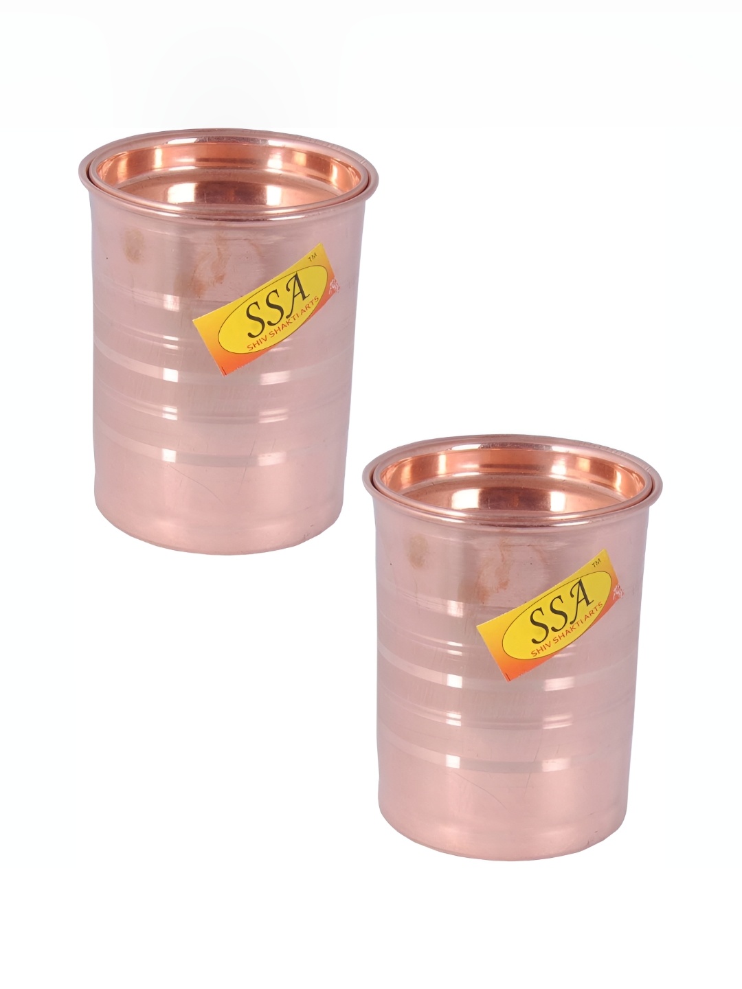 

Shivshakti Arts Brown 2 Pieces Copper Easy To Clean Water Glasses 300 ML