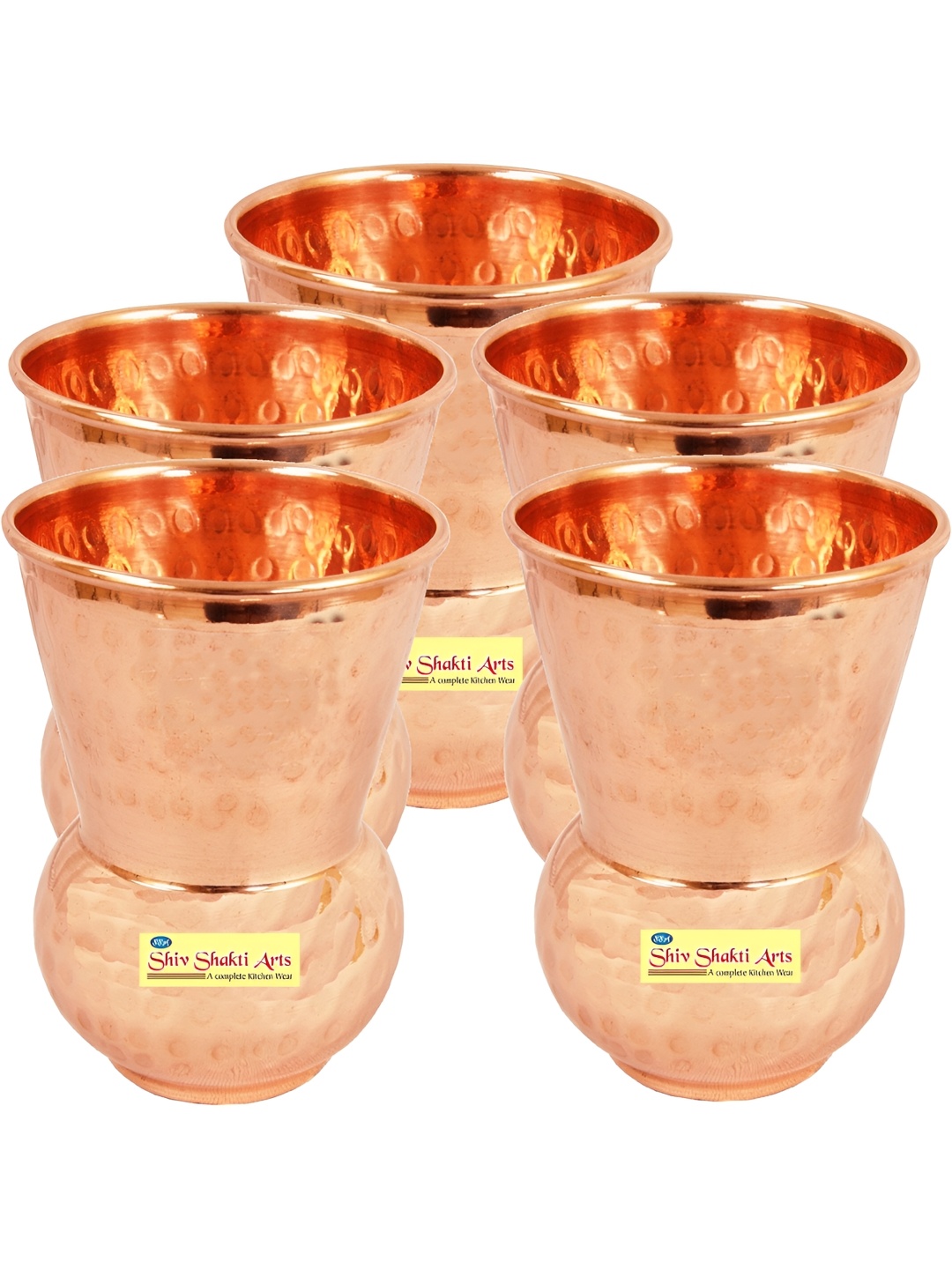 

Shivshakti Arts Brown 5 Pieces Copper Easy To Clean Water Glasses 375 ML