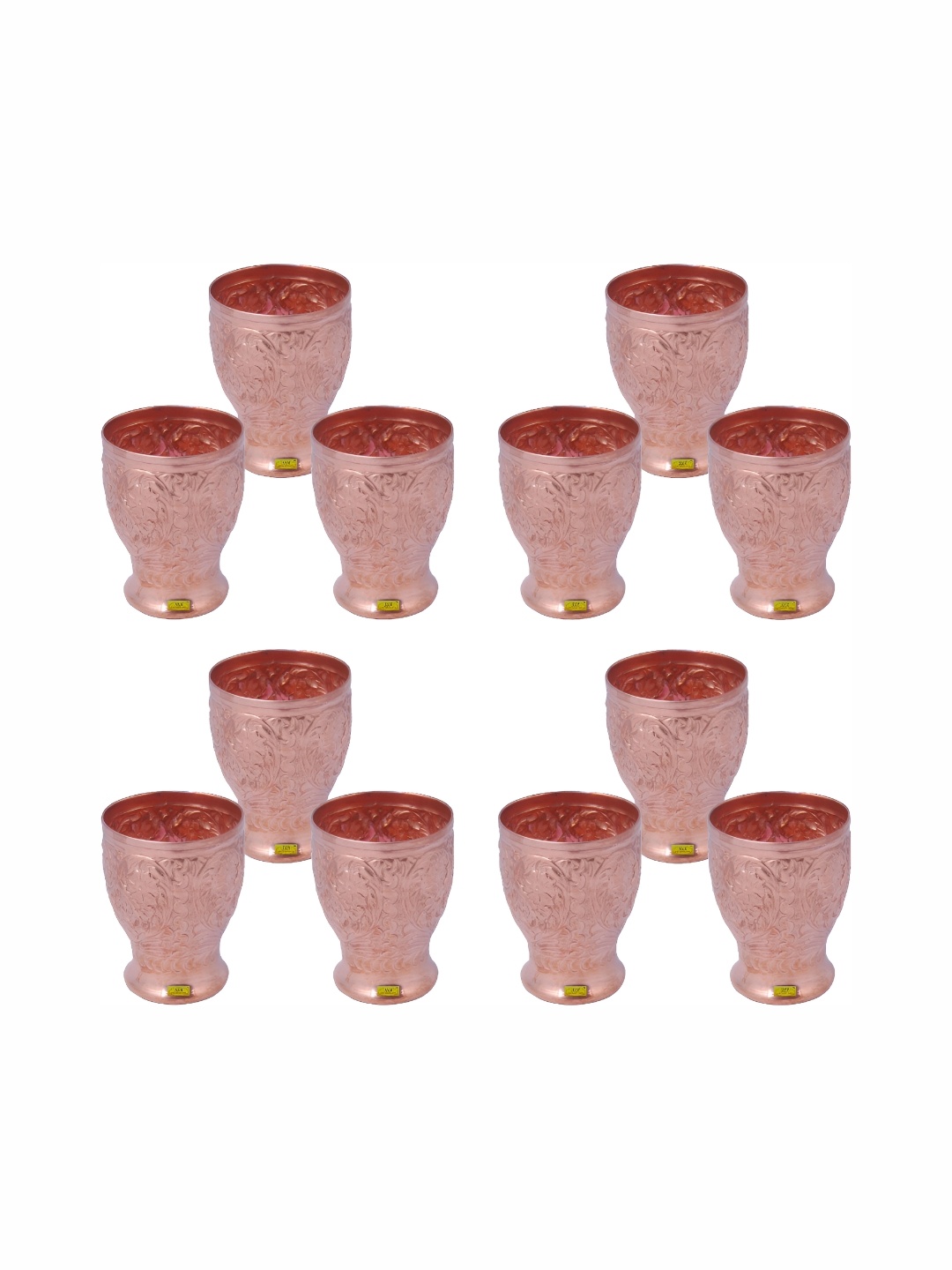 

Shivshakti Arts Brown 12 Pieces Copper Easy To Clean Water Glasses 350 ML