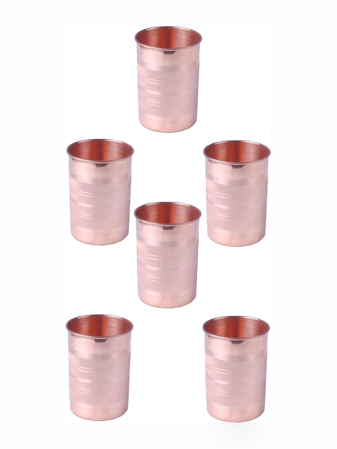 

Shivshakti Arts Brown 6 Pieces Copper Easy To Clean Water Glasses 300 ML