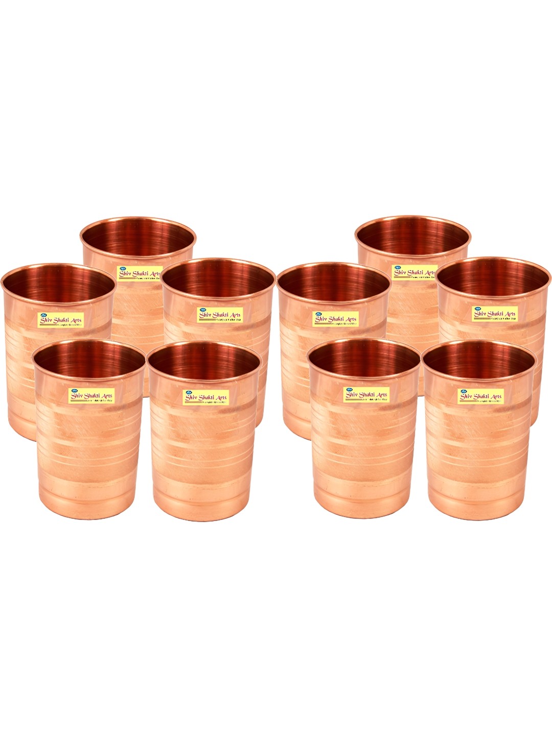 

Shivshakti Arts Brown 10 Pieces Copper Easy To Clean Water Glasses 300 ML