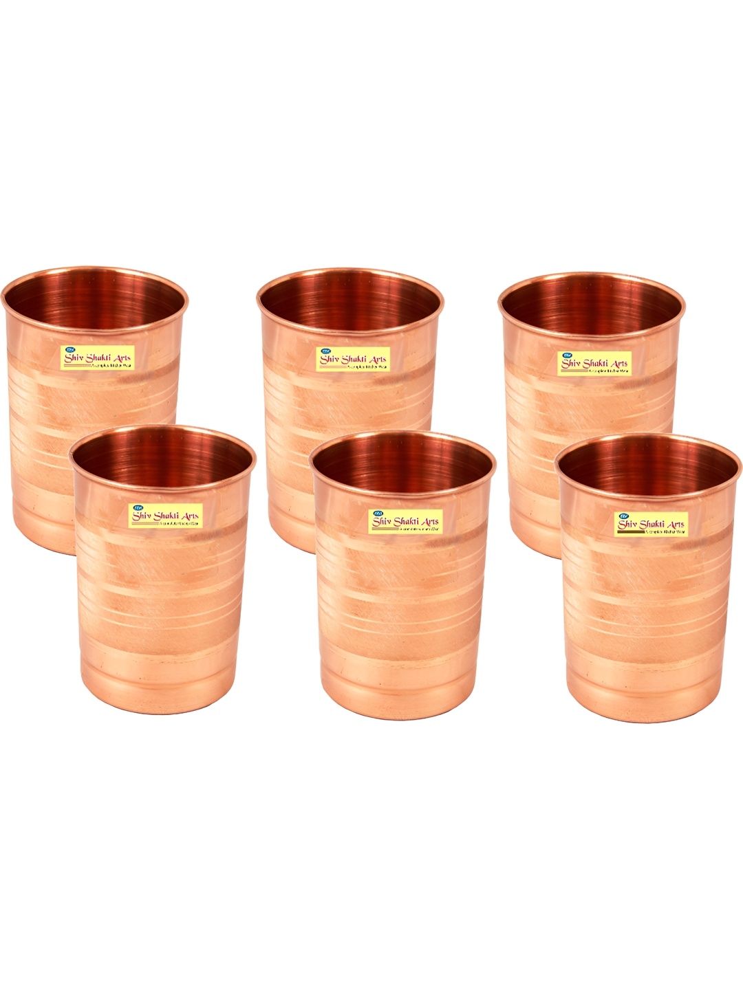 

Shivshakti Arts Brown 6 Pieces Copper Easy To Clean Water Glasses 300 ML