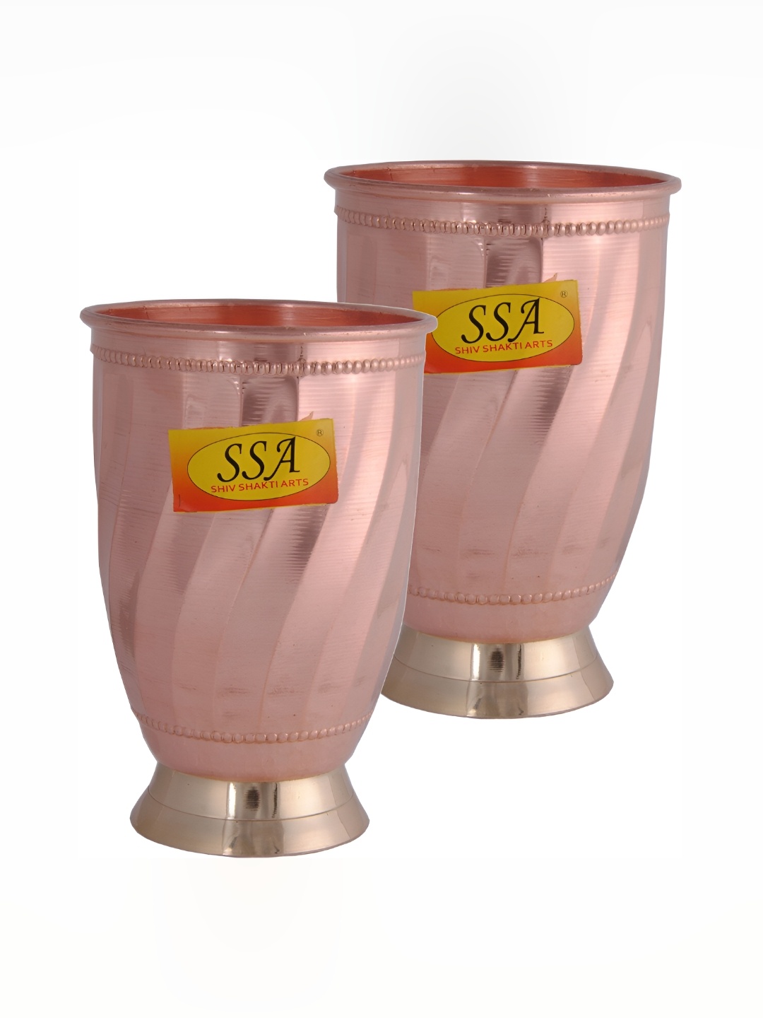 

Shivshakti Arts 2 Pieces Easy to Clean Copper Water Glass 350ml