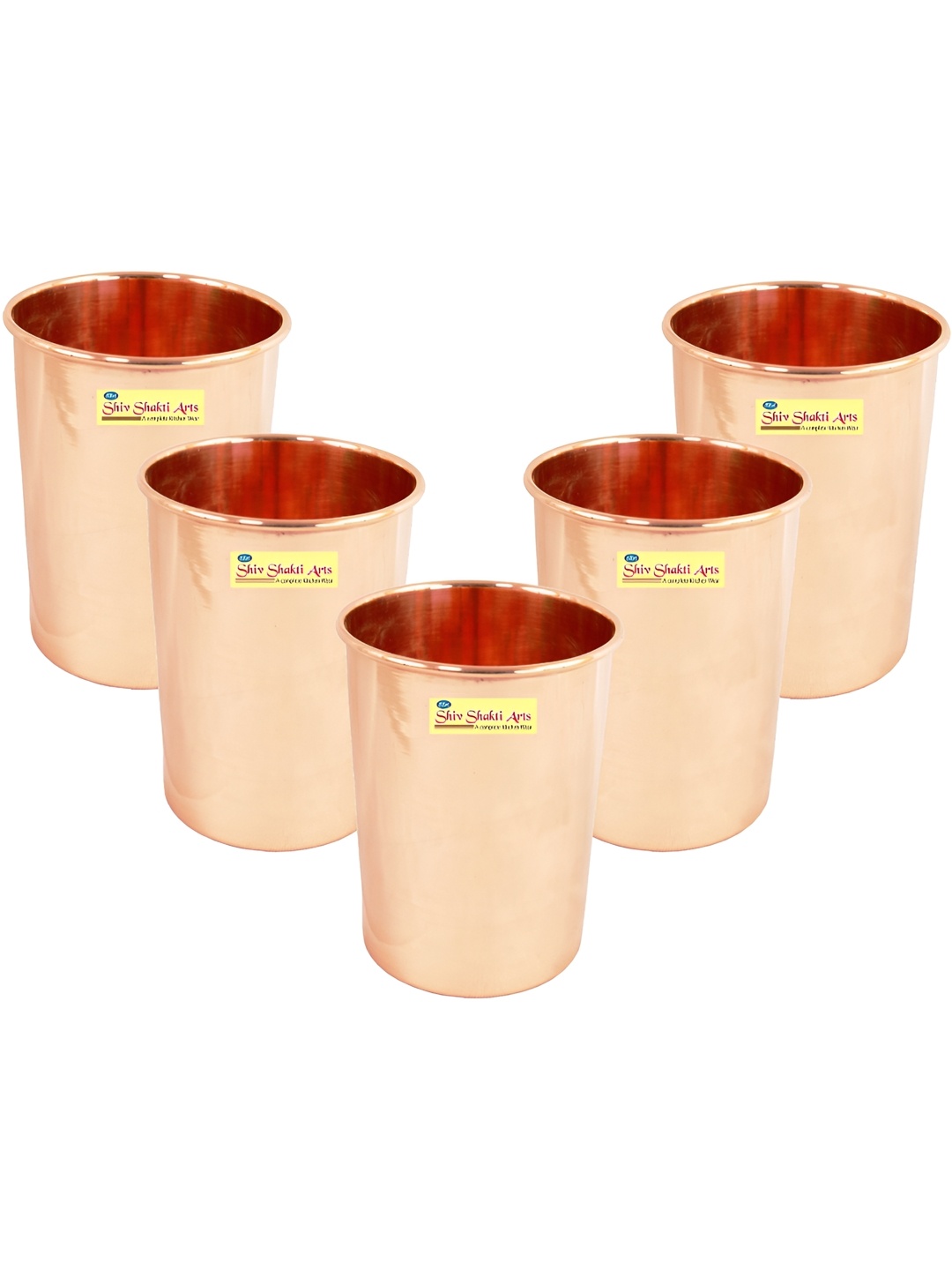 

Shivshakti Arts 5 Pieces Easy to Clean Copper Water Glass 300ml