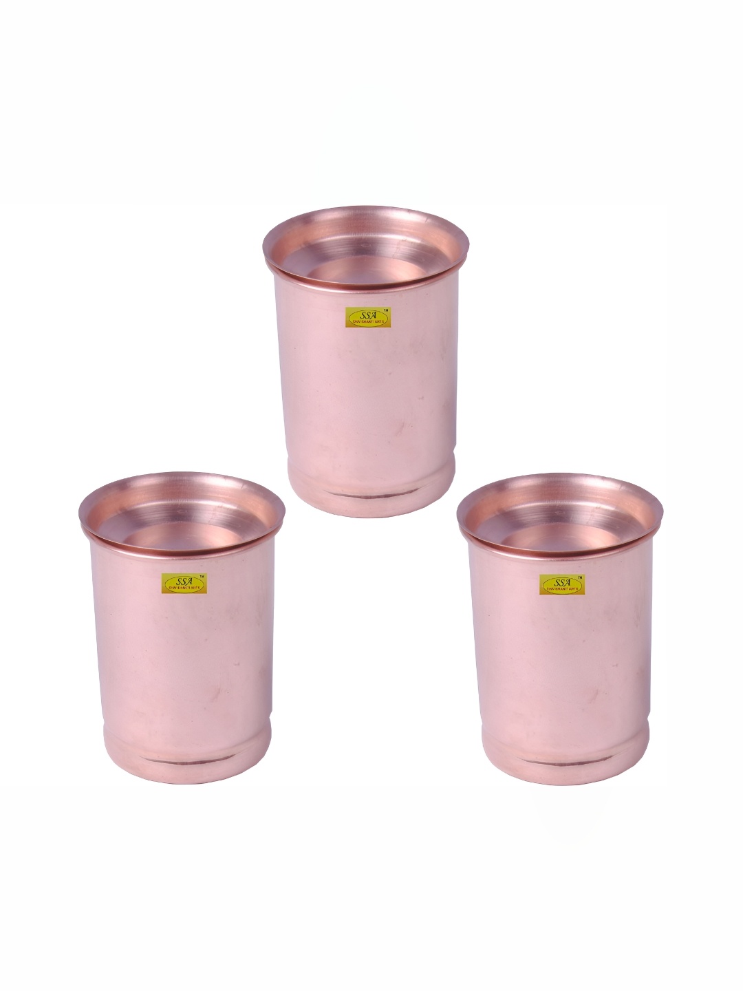 

Shivshakti Arts 3 Pieces Easy to Clean Copper Water Glass 300ml