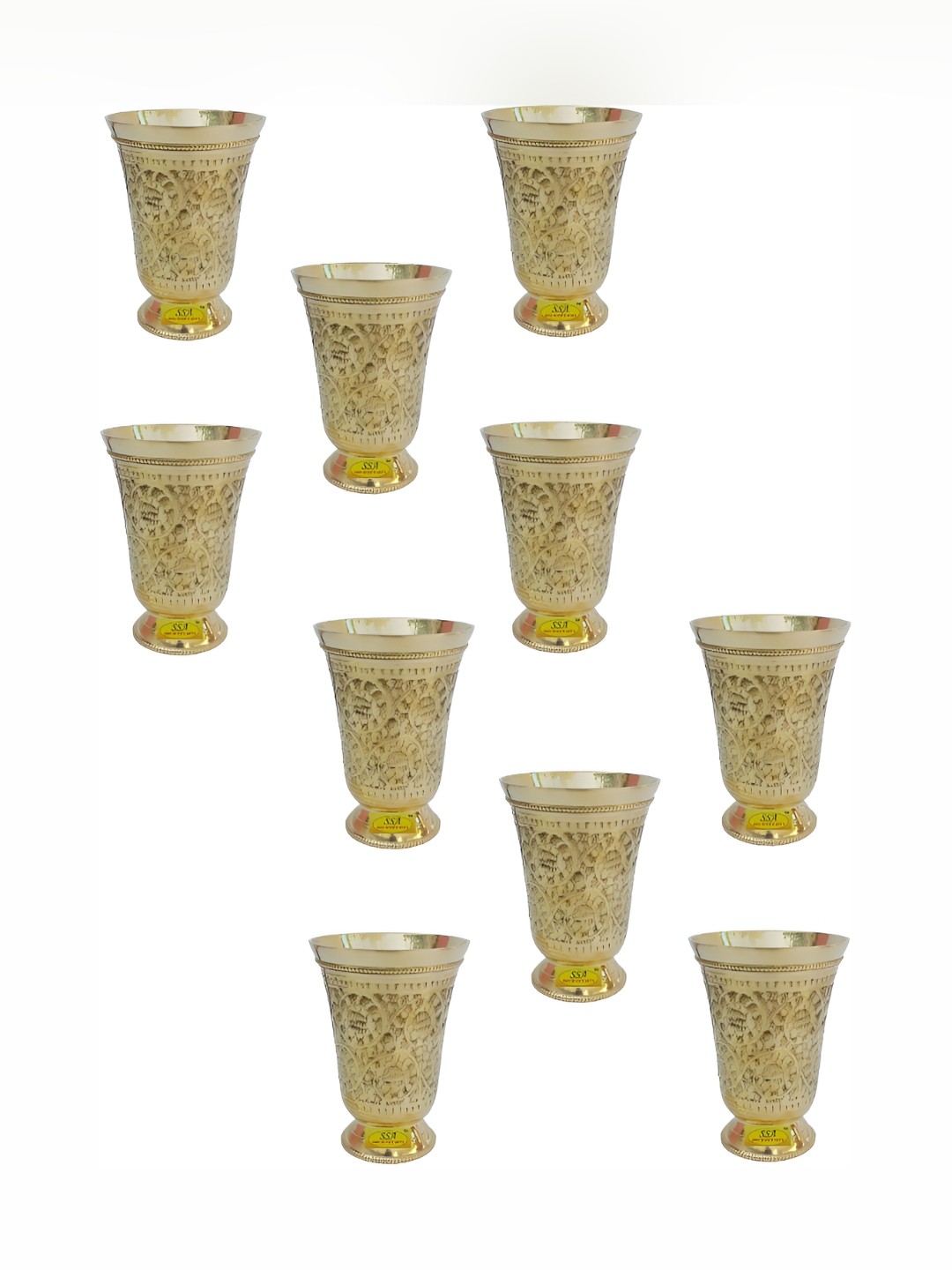 

Shivshakti Arts Gold Toned 10 Pieces Easy to Clean Brass Water Glass 350ml