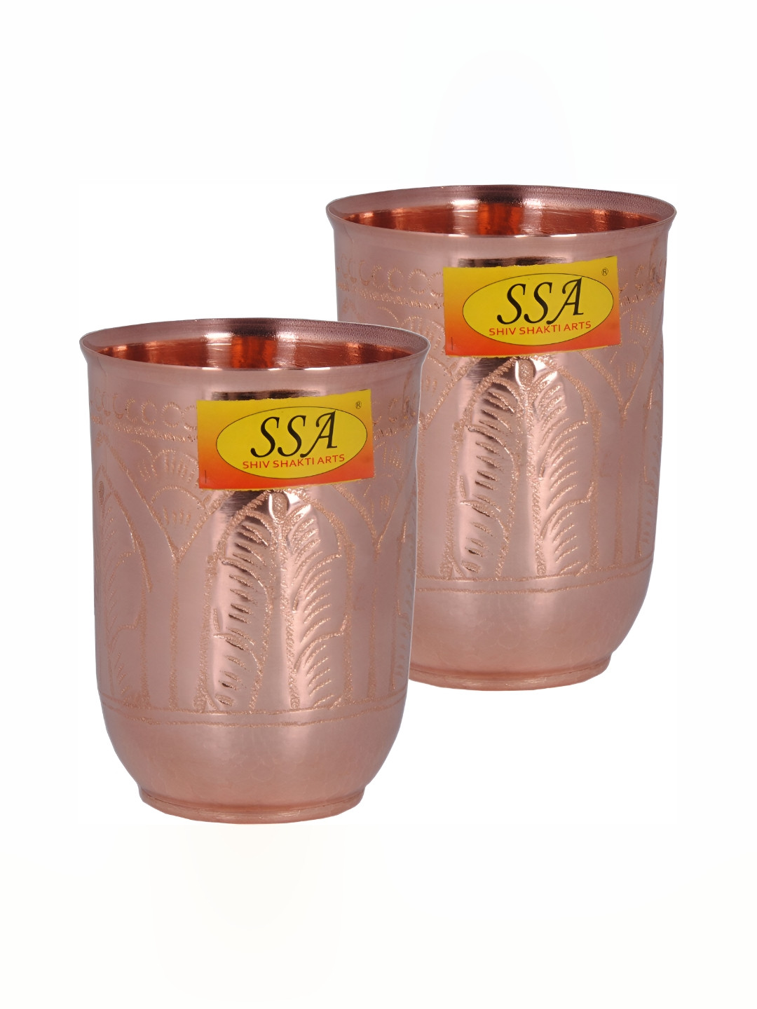 

Shivshakti Arts Brown 2 Pieces Easy to Clean Copper Water Glass 300ml