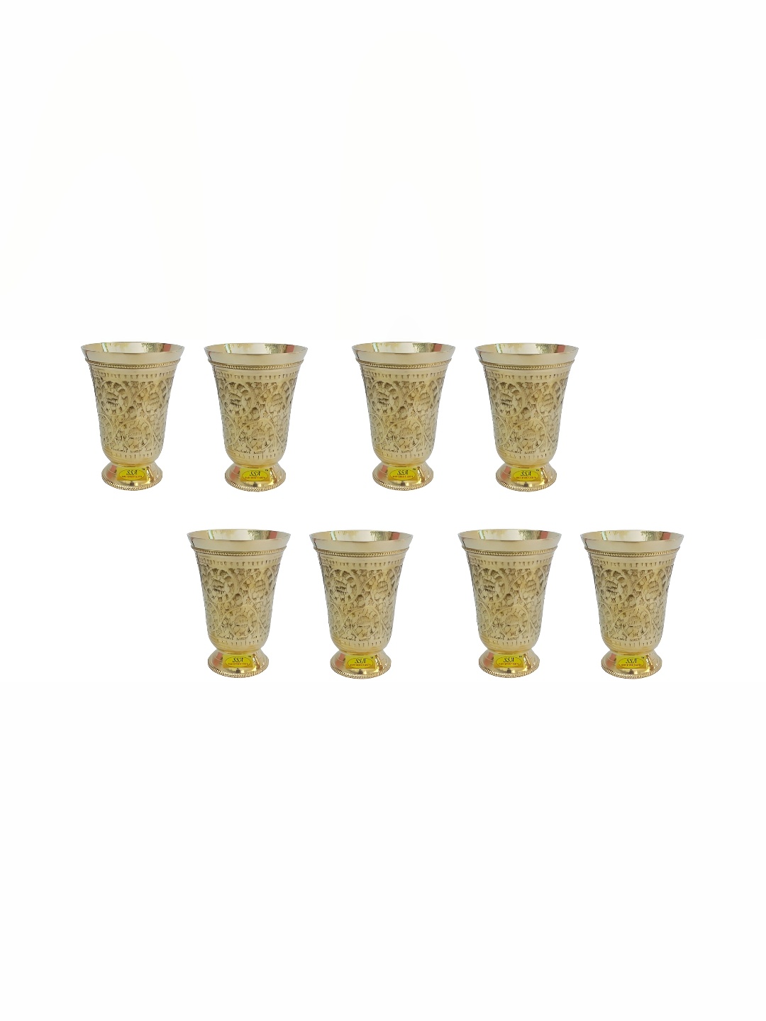 

Shivshakti Arts Gold toned 8 Pieces Easy to Clean Brass Water Glass 350ml