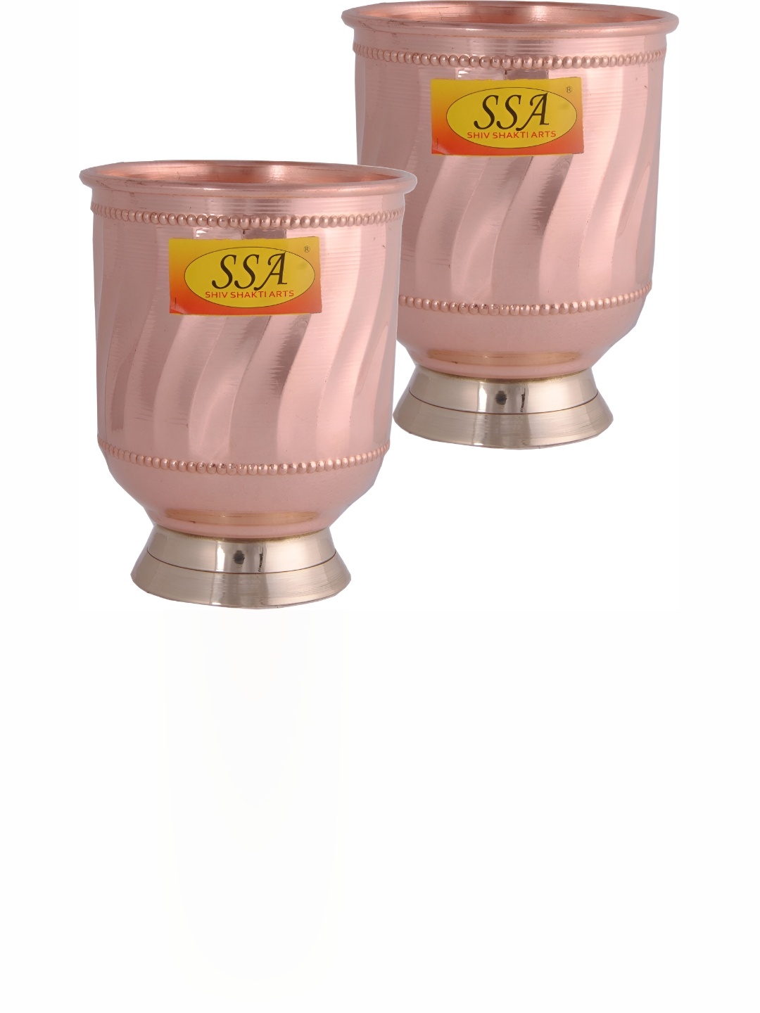 

Shivshakti Arts 2 Pieces Easy to Clean Copper Water Glass 300ml