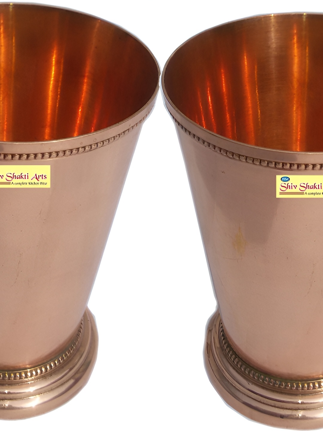 

Shivshakti Arts 2 Pieces Easy to Clean Copper Water Glass 300ml