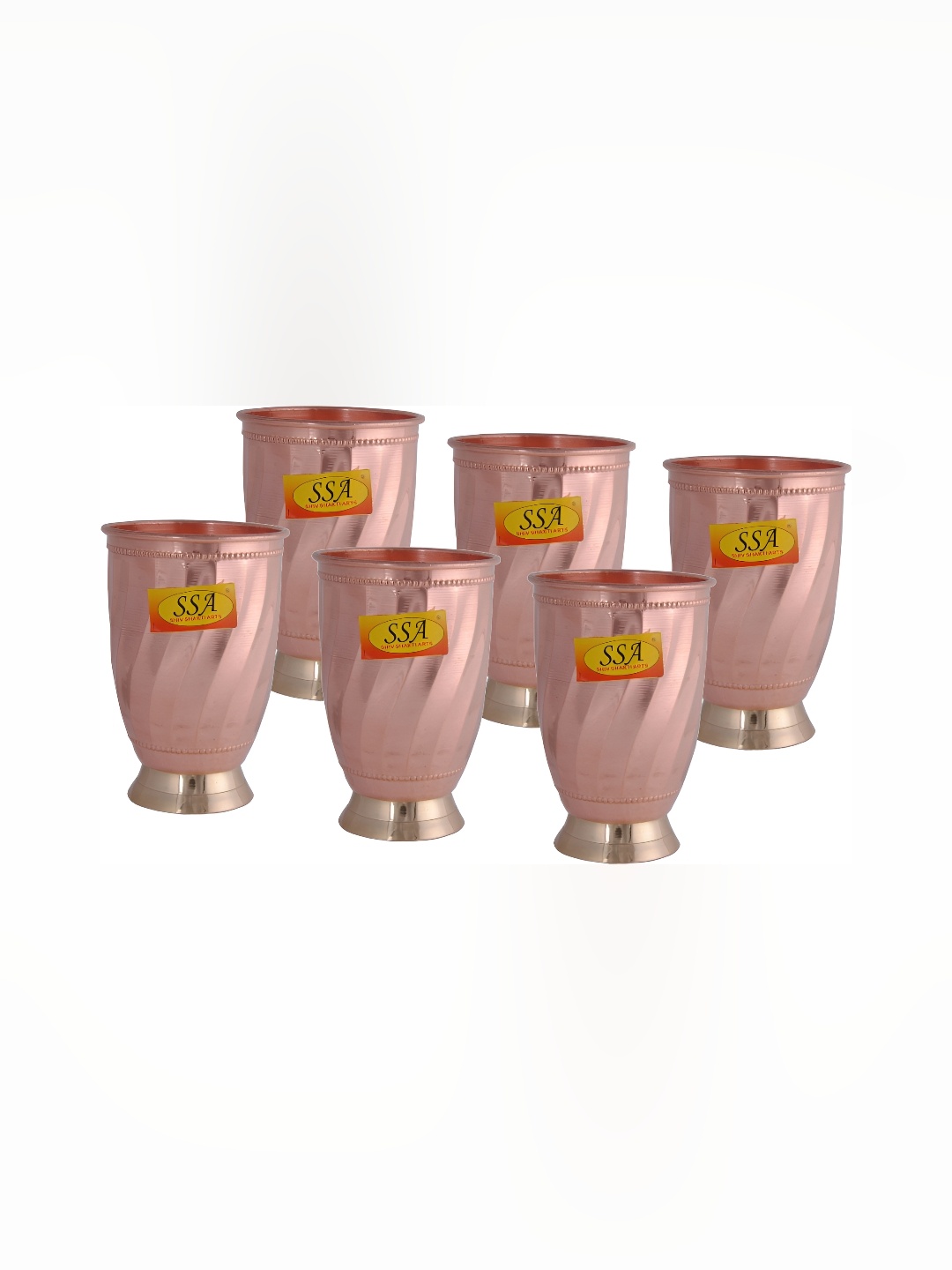 

Shivshakti Arts 6 Pieces Easy to Clean Copper Water Glass 350ml