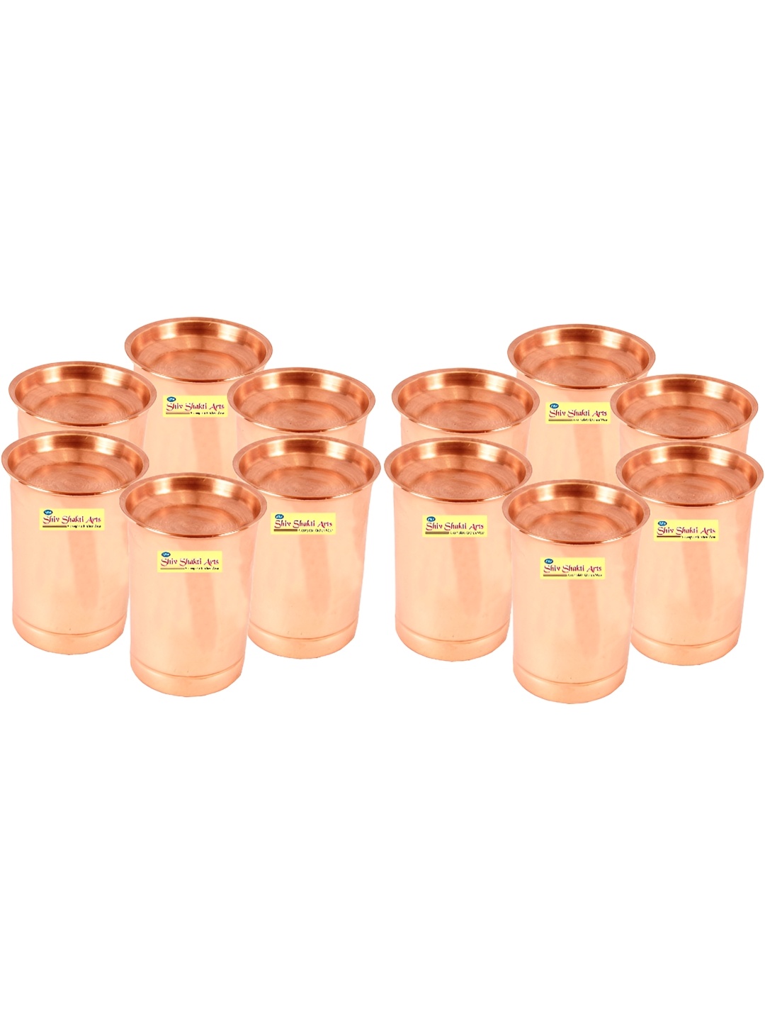 

Shivshakti Arts 12 Pieces Easy to Clean Copper Water Glass 300ml