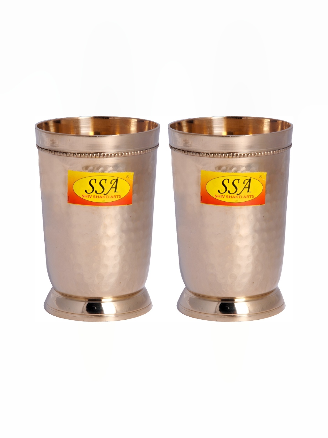 

Shivshakti Arts Gold toned 2 Pieces Easy to Clean Brass Water Glass 250ml