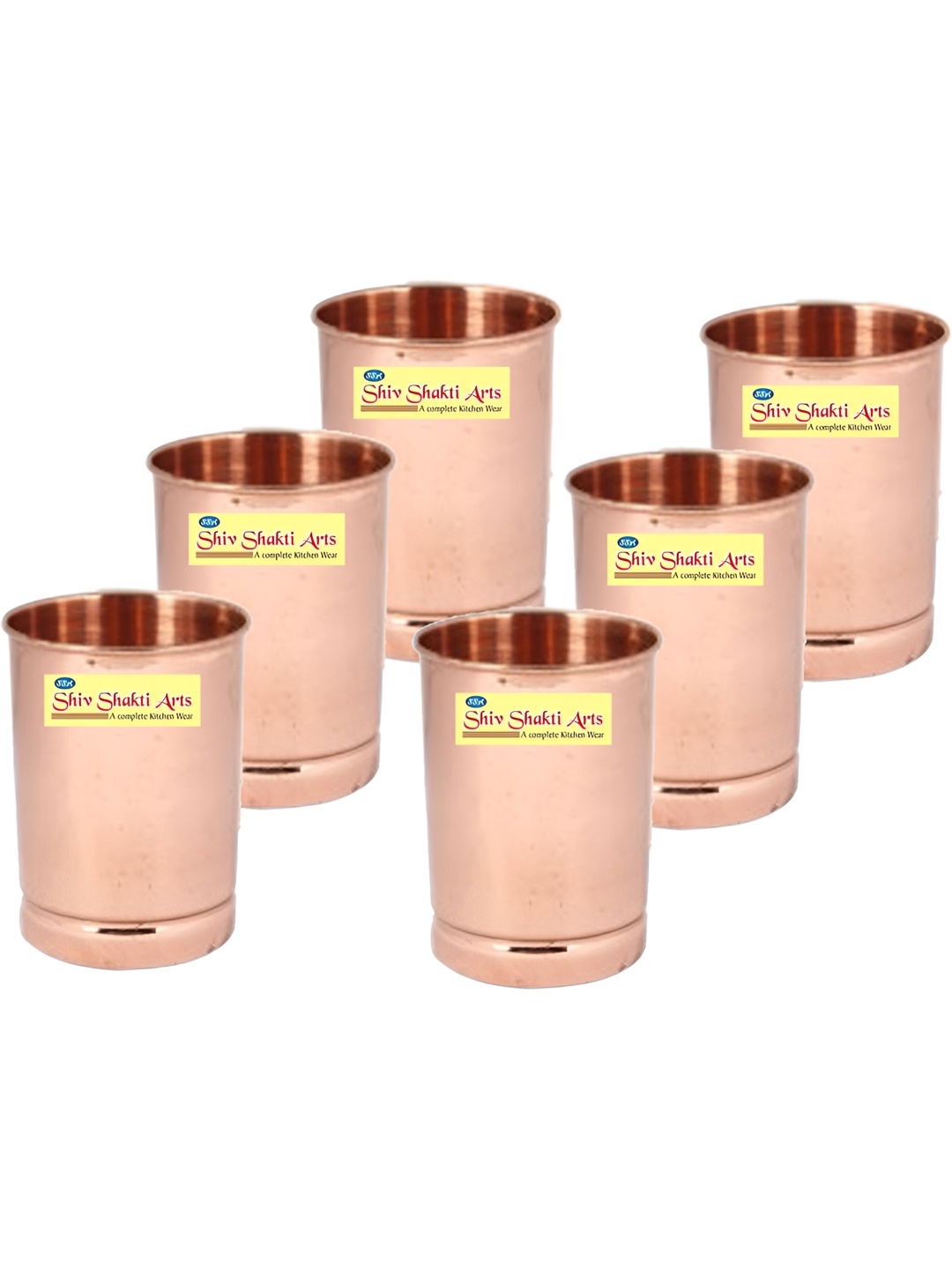 

Shivshakti Arts 6 Pieces Easy to Clean Copper Water Glass 350ml