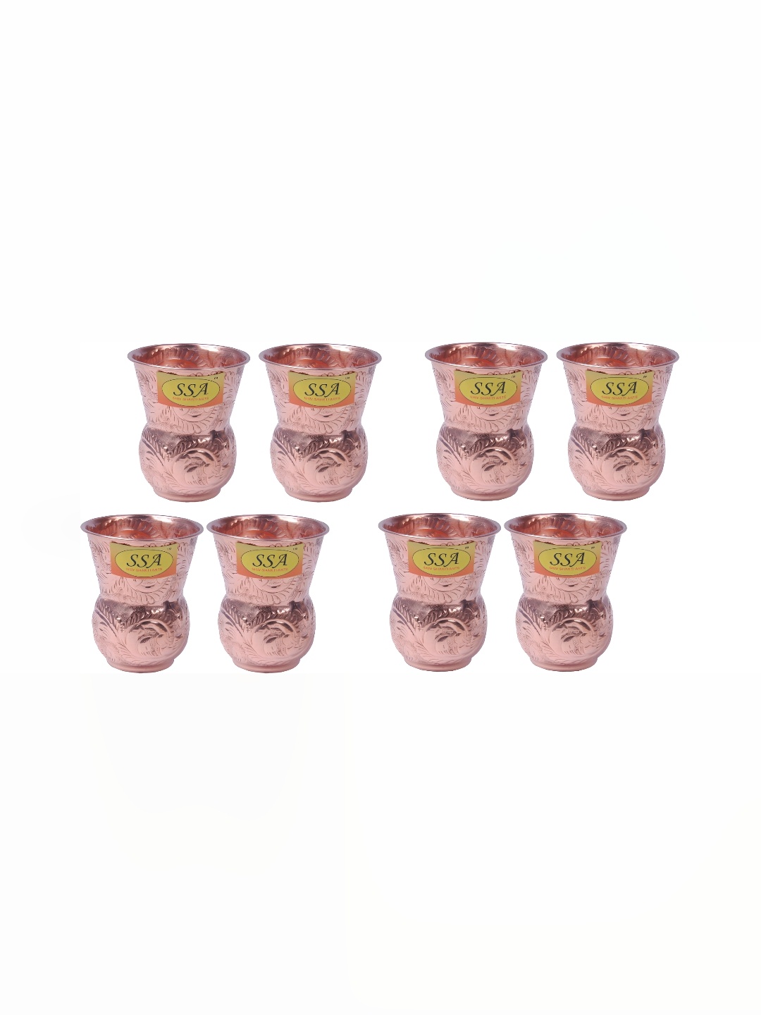 

Shivshakti Arts 8 Pieces Easy to Clean Copper Water Glass 125ml