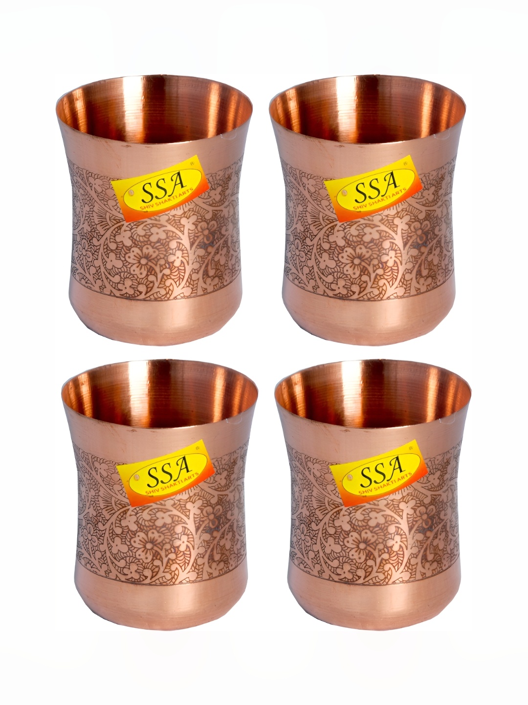 

Shivshakti Arts 4 Pieces Easy to Clean Copper Water Glass 250ml