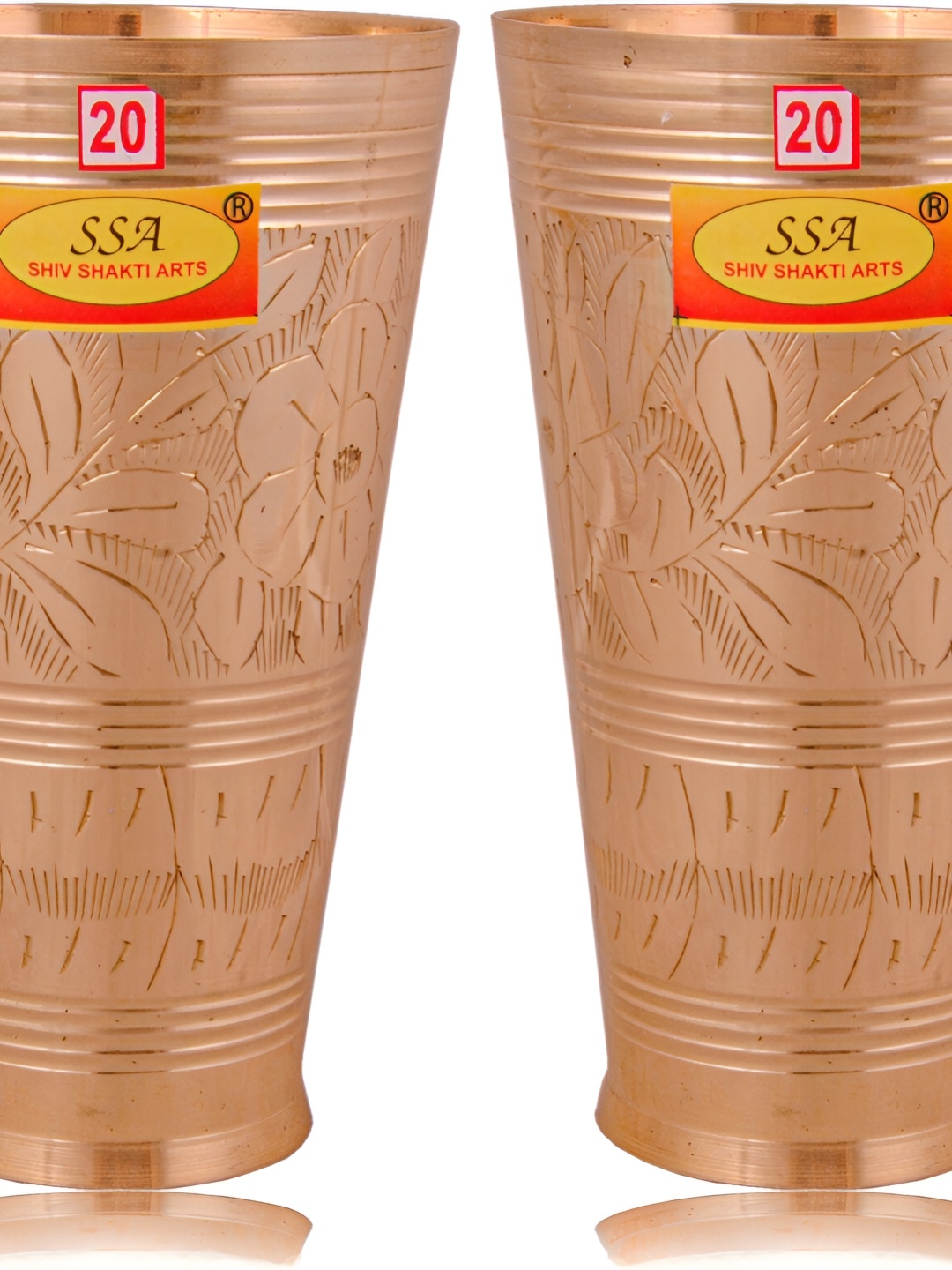 

Shivshakti Arts Copper toned 2 Pieces Easy to Clean Brass Water Glass