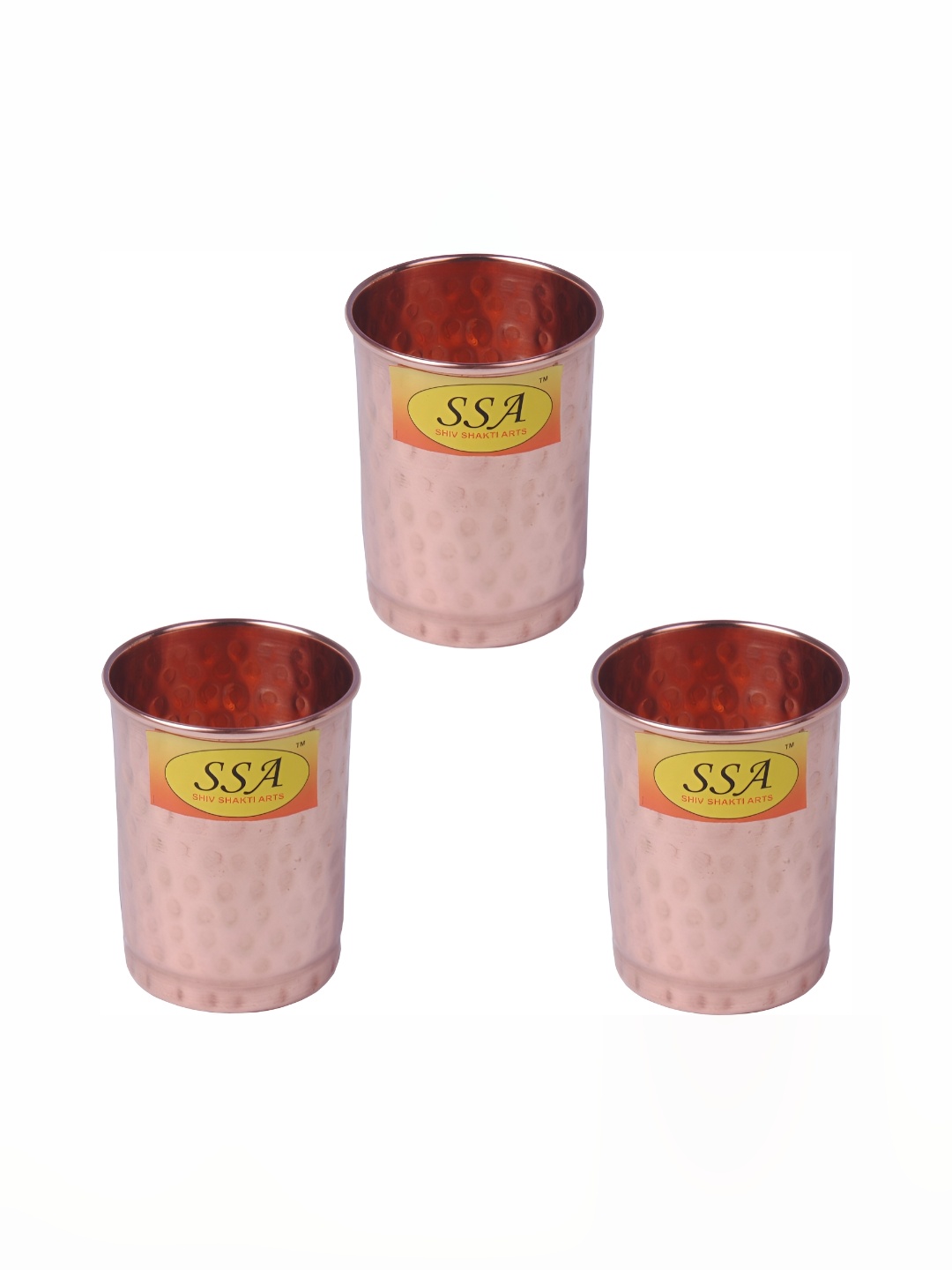 

Shivshakti Arts 3 Pieces Easy to Clean Copper Water Glass 280ml