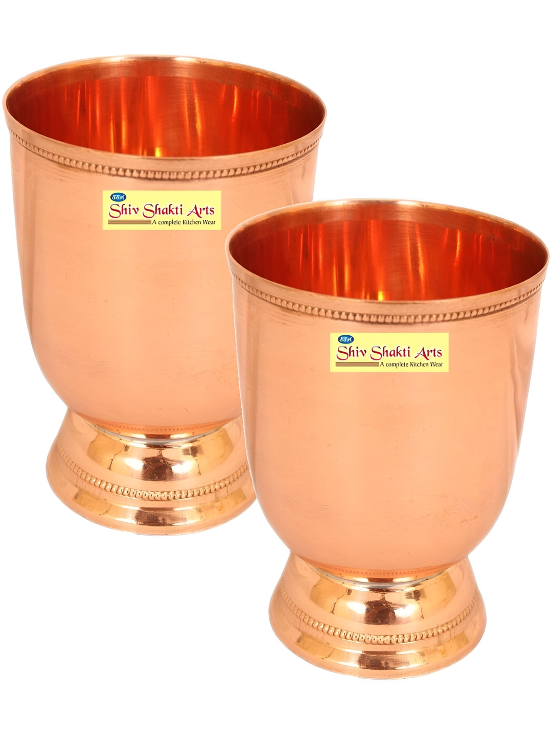 

Shivshakti Arts 2 Pieces Easy to Clean Copper Water Glass 400ml