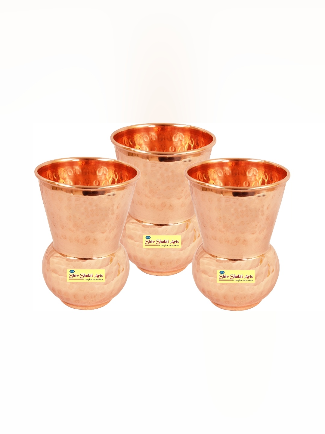 

Shivshakti Arts 3 Pieces Easy to Clean Copper Water Glass 375ml