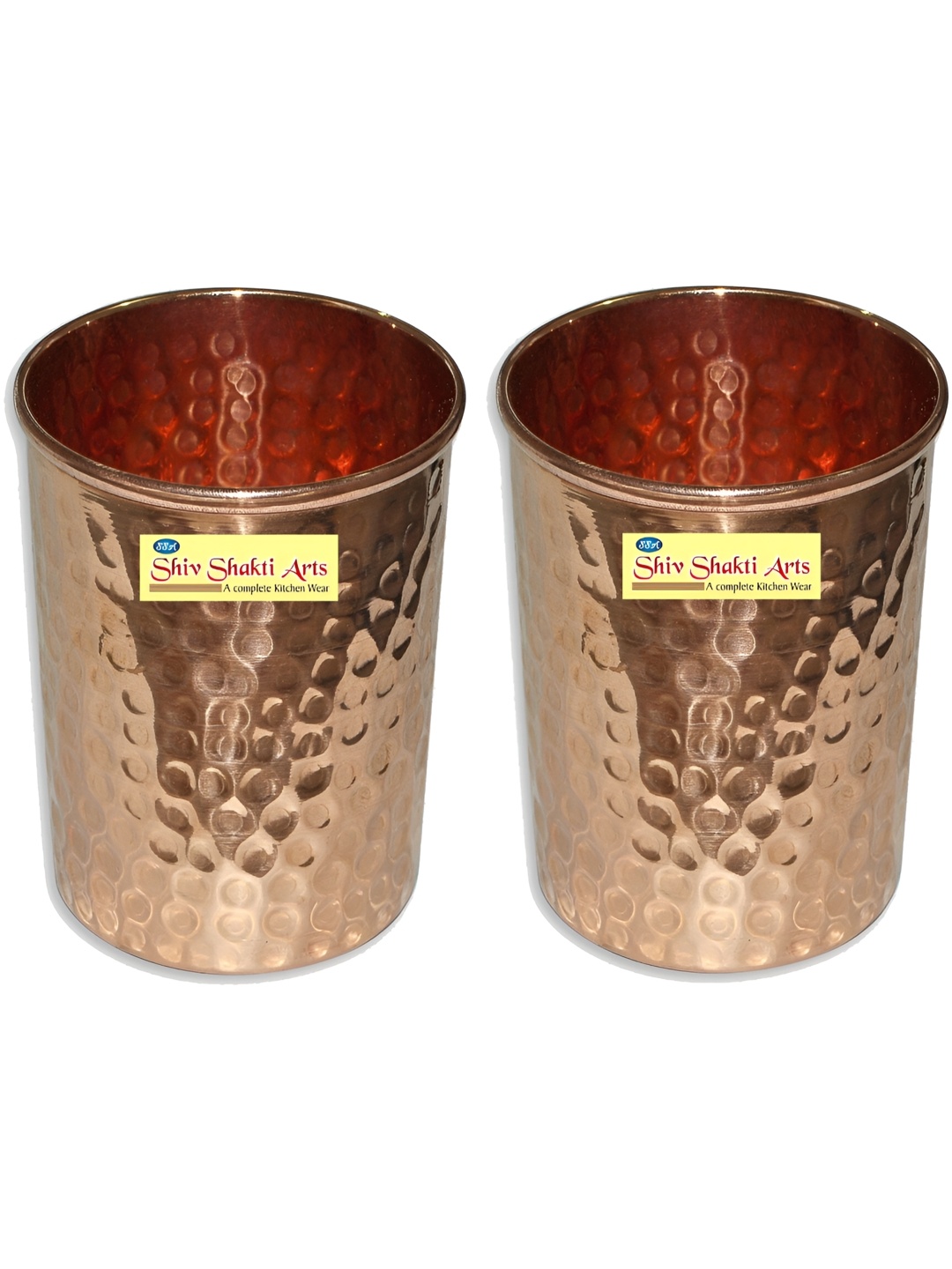 

Shivshakti Arts 2 Pieces Easy to Clean Copper Water Glass 400ml