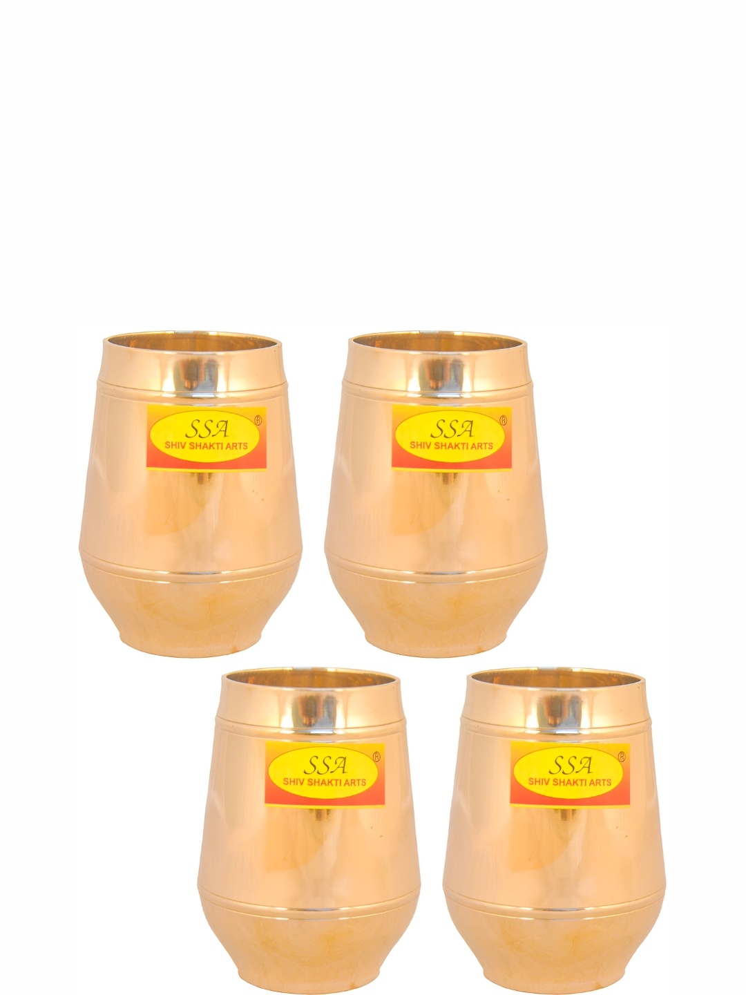 

Shivshakti Arts Brown 4 Pieces Textured Copper Easy To Clean Water Glass 300 ml