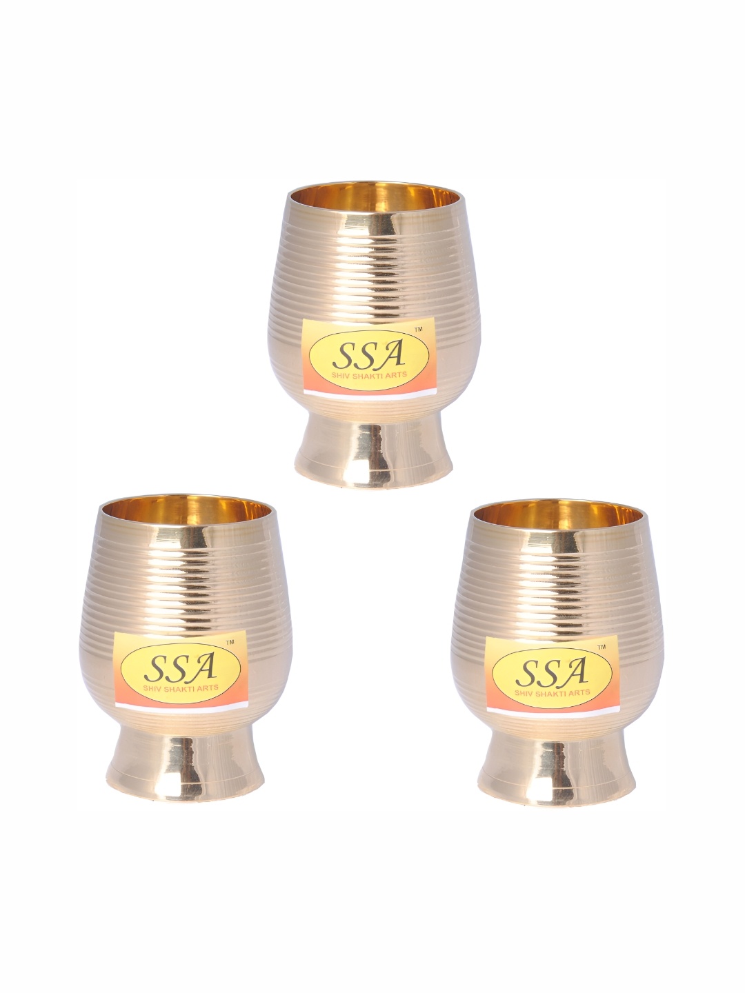 

Shivshakti Arts Gold Toned 3 Pieces Easy to Clean Brass Water or Juice Glass 125ml
