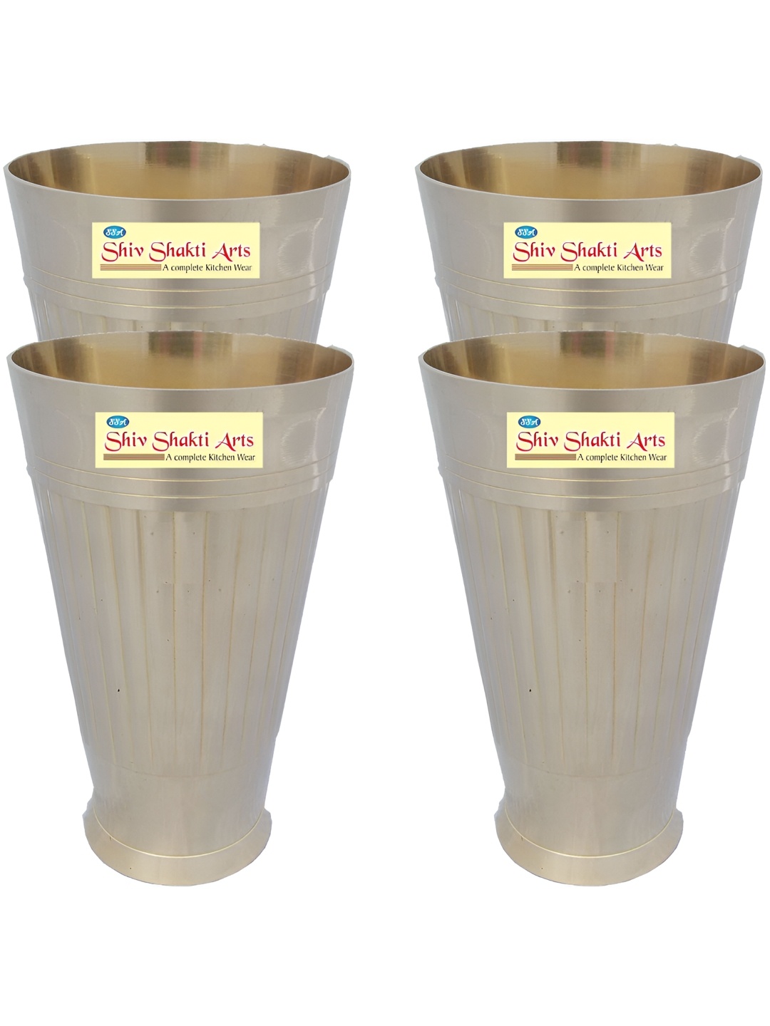 

Shivshakti Arts Gold Toned 4 Pieces Easy to Clean Brass Water or Juice Glass 700 ml