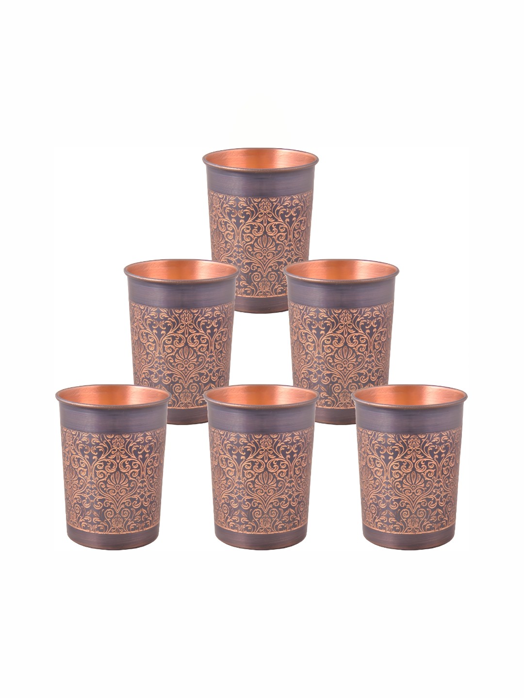 

Shivshakti Arts 5 Pieces Easy to Clean Copper Water Glass 350ml