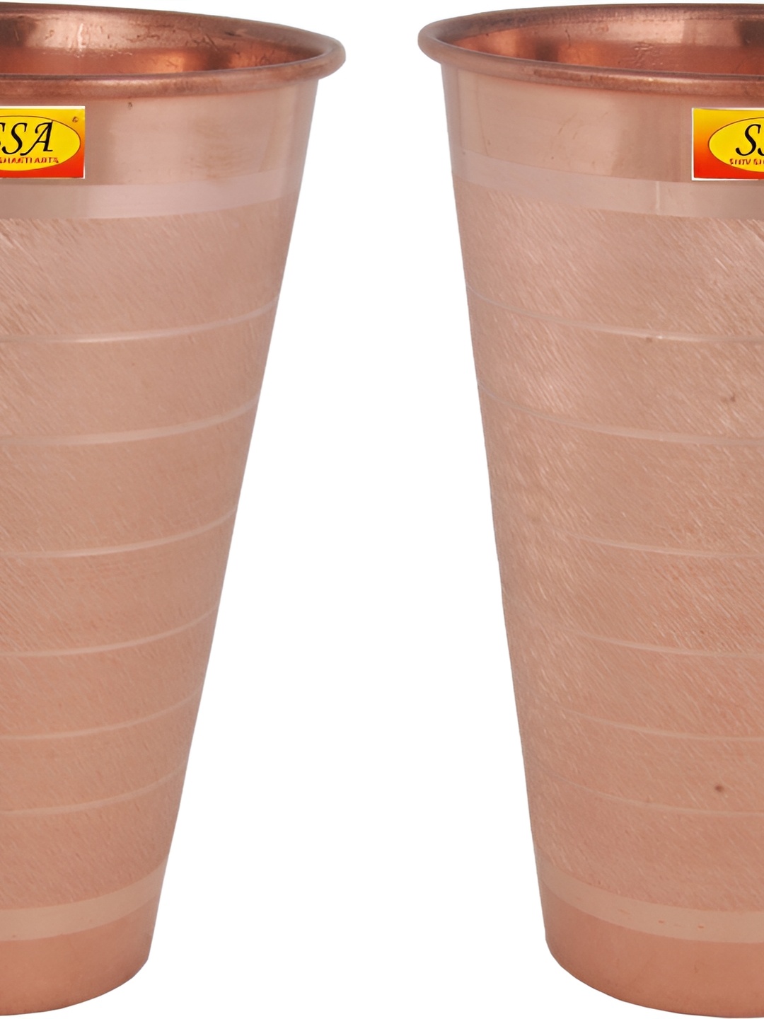 

Shivshakti Arts Brown 2 Pieces Textured Copper Easy To Clean Water Glass 650 ml
