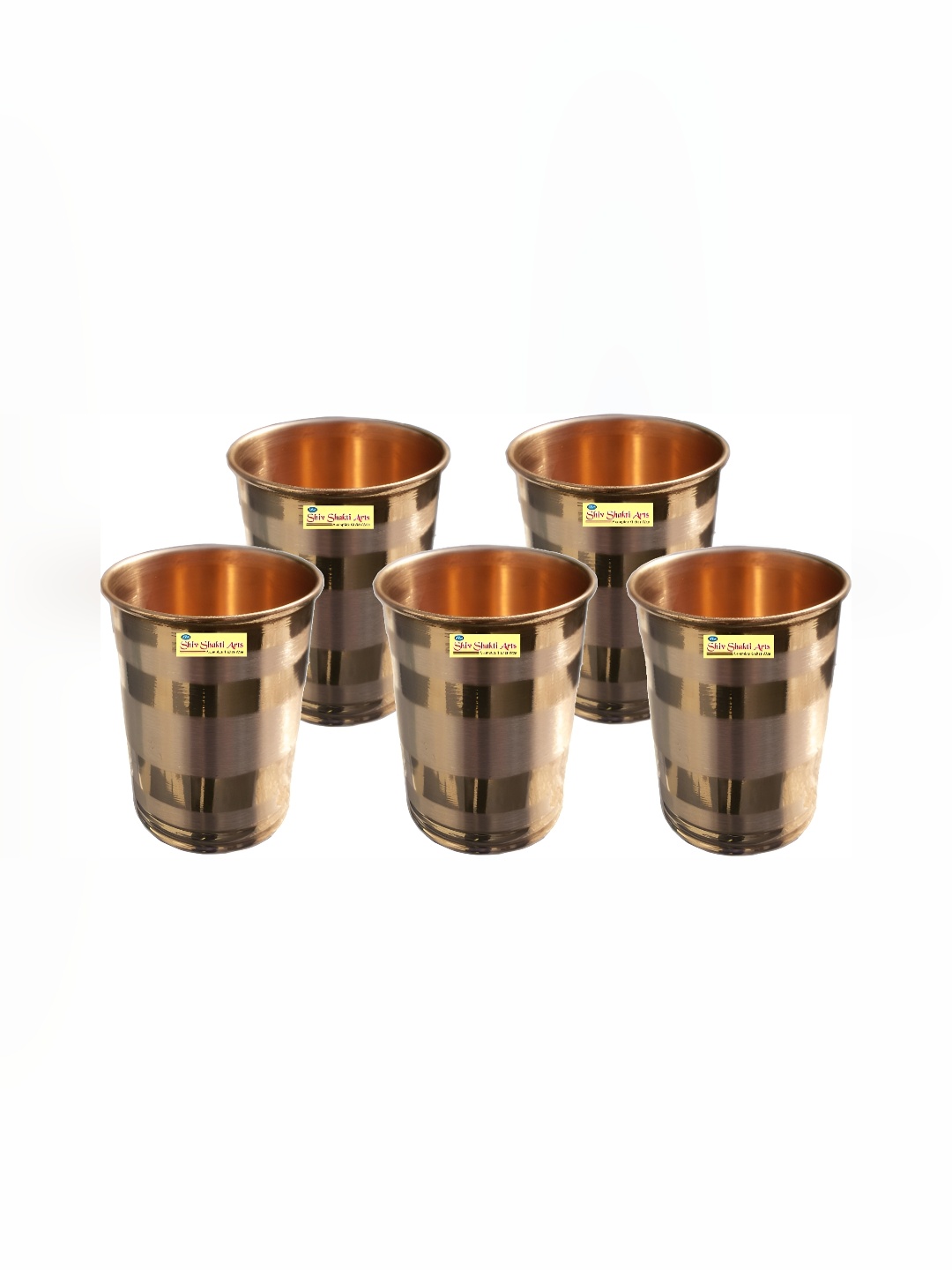 

Shivshakti Arts Gold Toned 5 Pieces Easy to Clean Brass Water or Juice Glass 250 ML