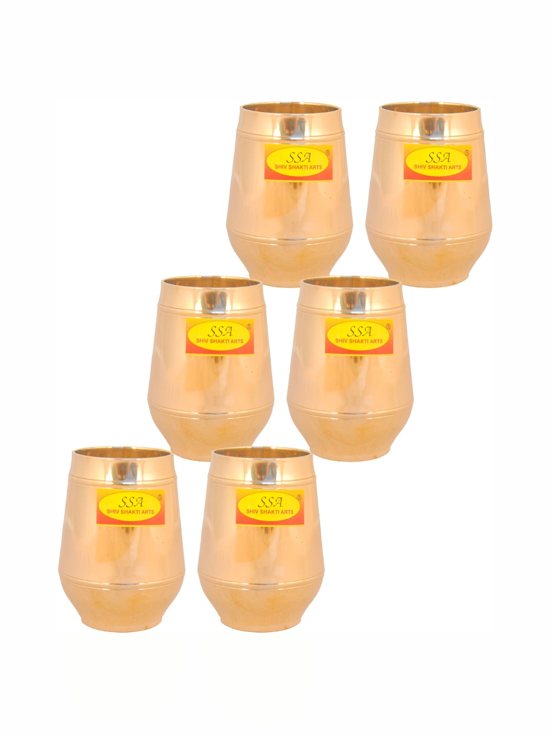 

Shivshakti Arts Brown 6 Pieces Easy to Clean Copper Water or Juice Glass 300ml
